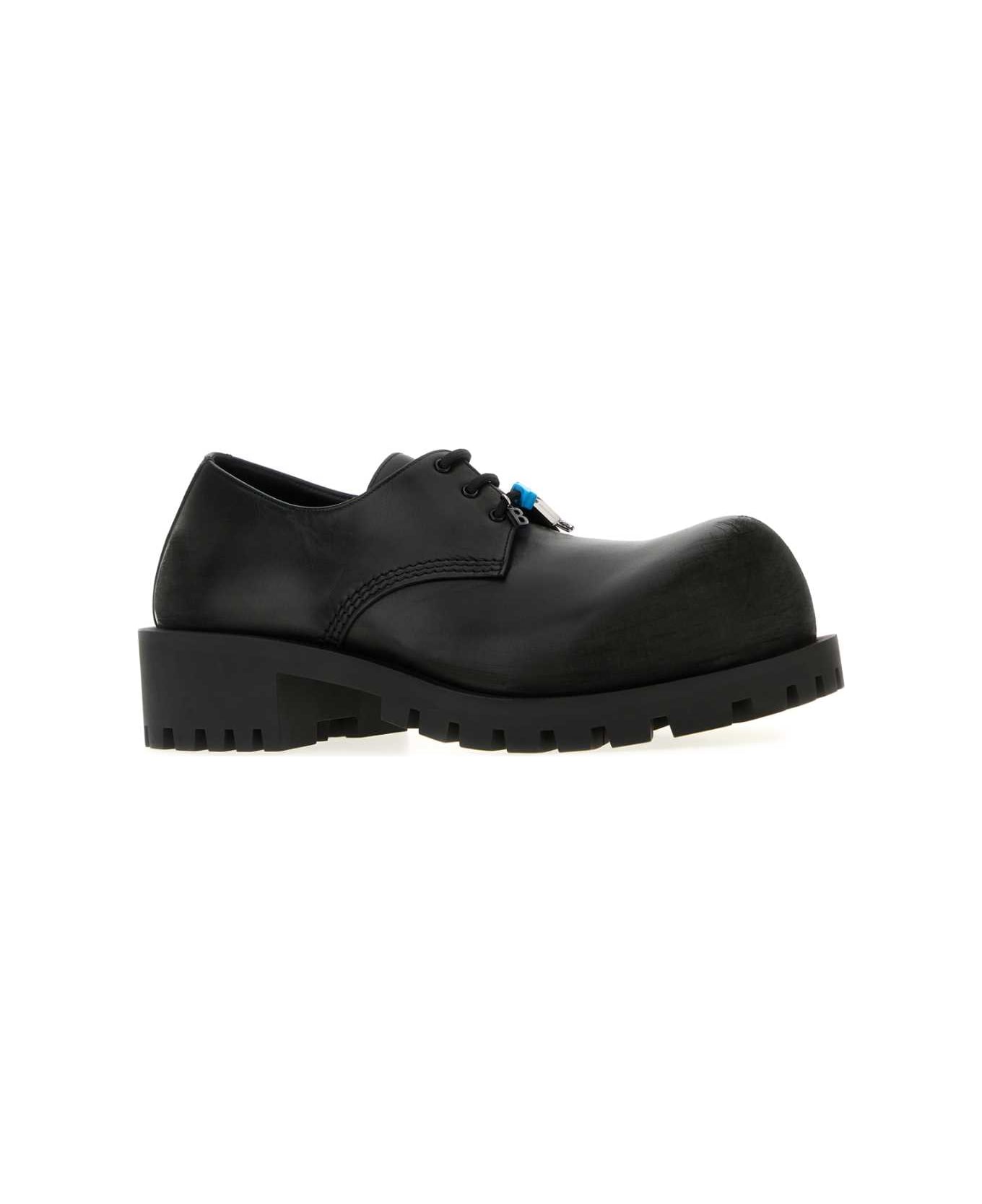 Balenciaga Black Leather Hummer Lace-up Shoes - Black