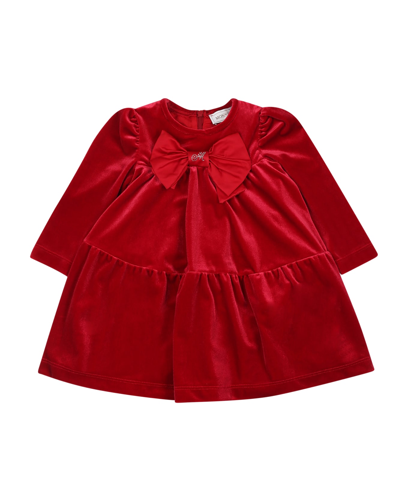 Monnalisa Red Dress For Girl With Bow - Red