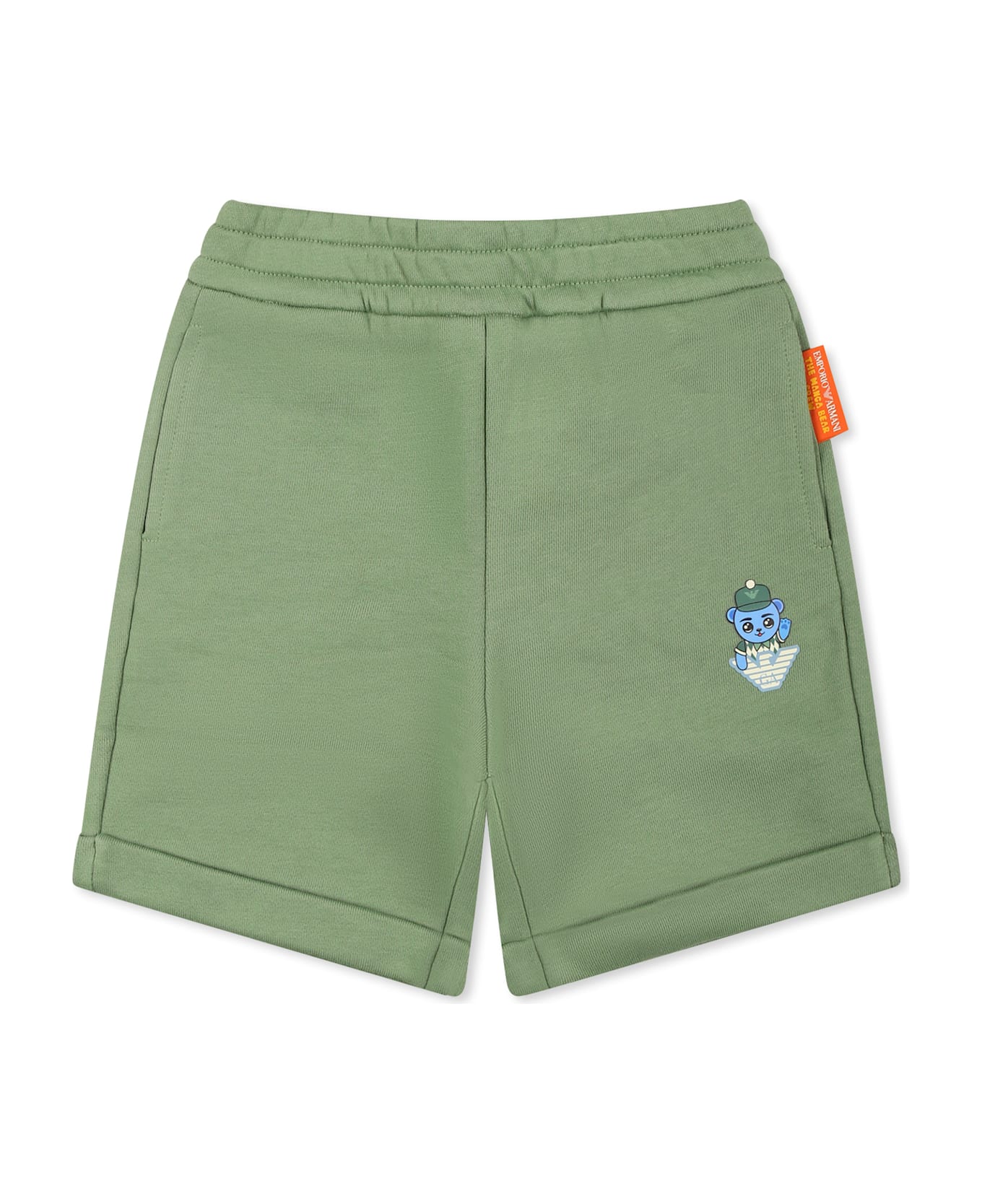 Emporio Armani Green Shorts For Baby Boy With Manga Bear - Green
