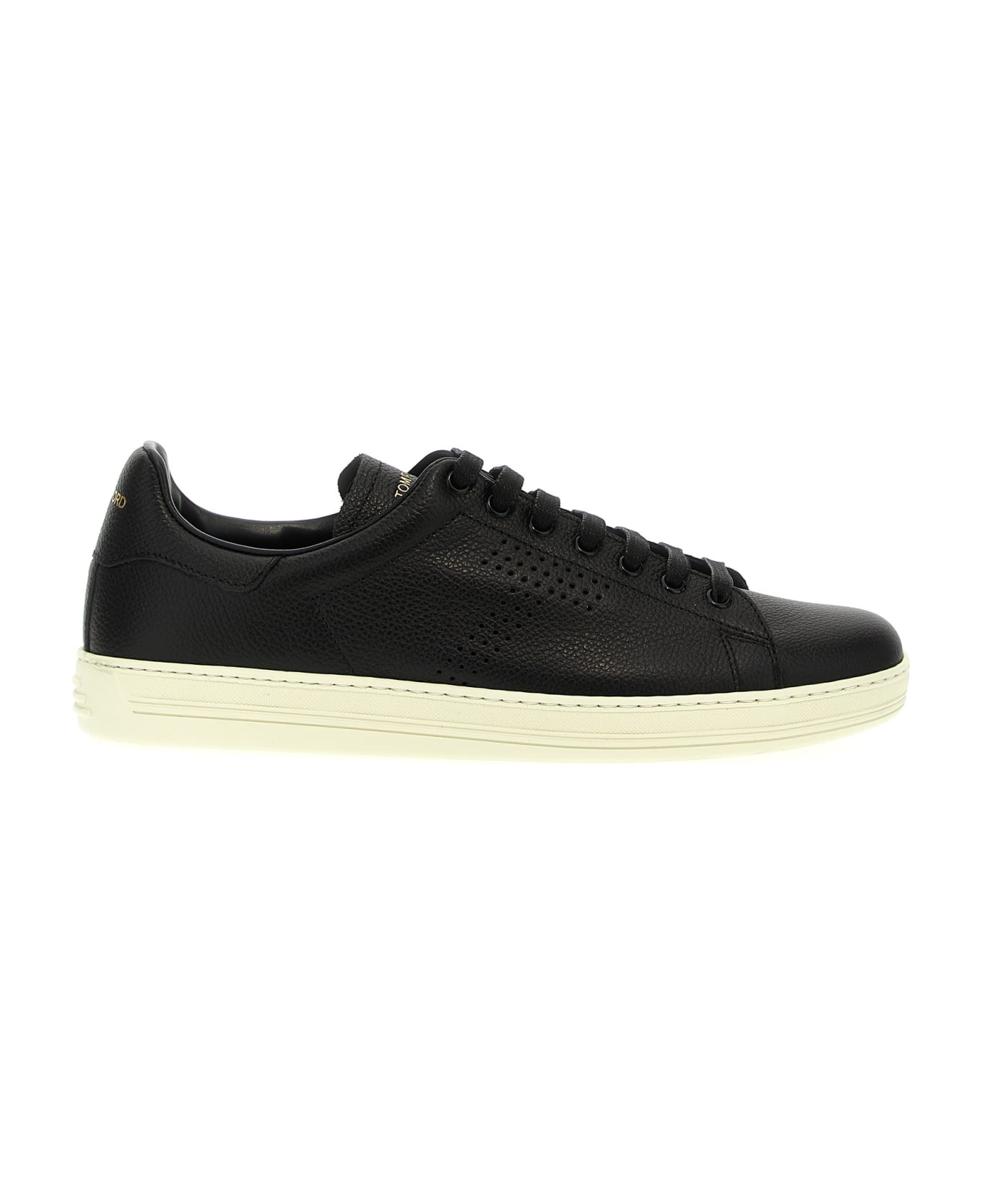 Tom Ford Logo Leather Sneakers - BLACK