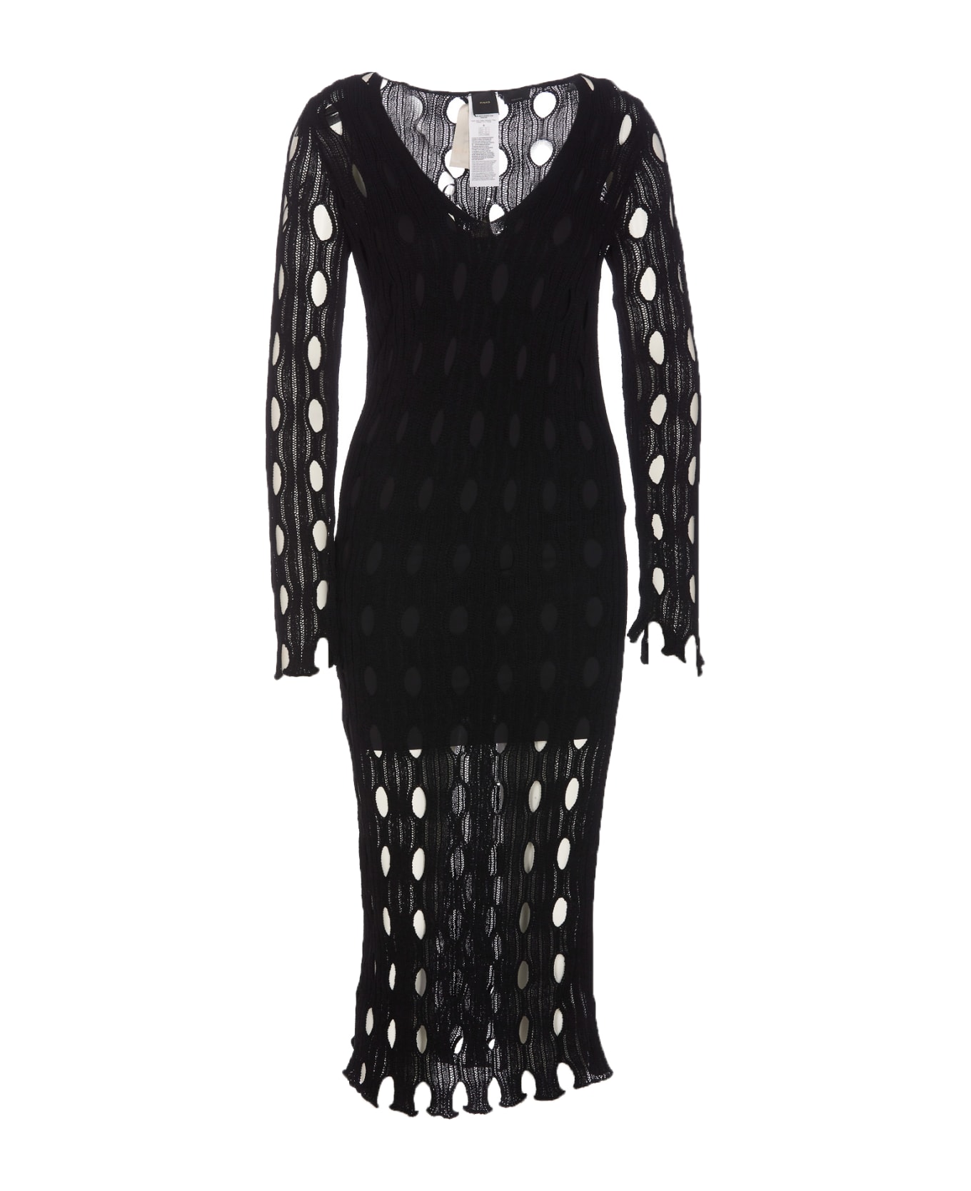 Pinko Long Perforated Dress - Black