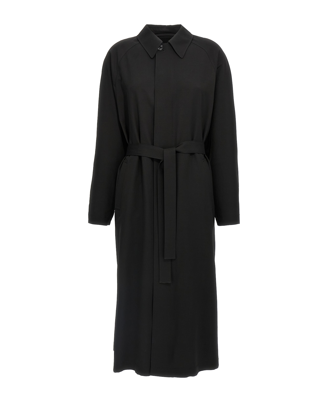 Lemaire Wool Trench Coat - Black  