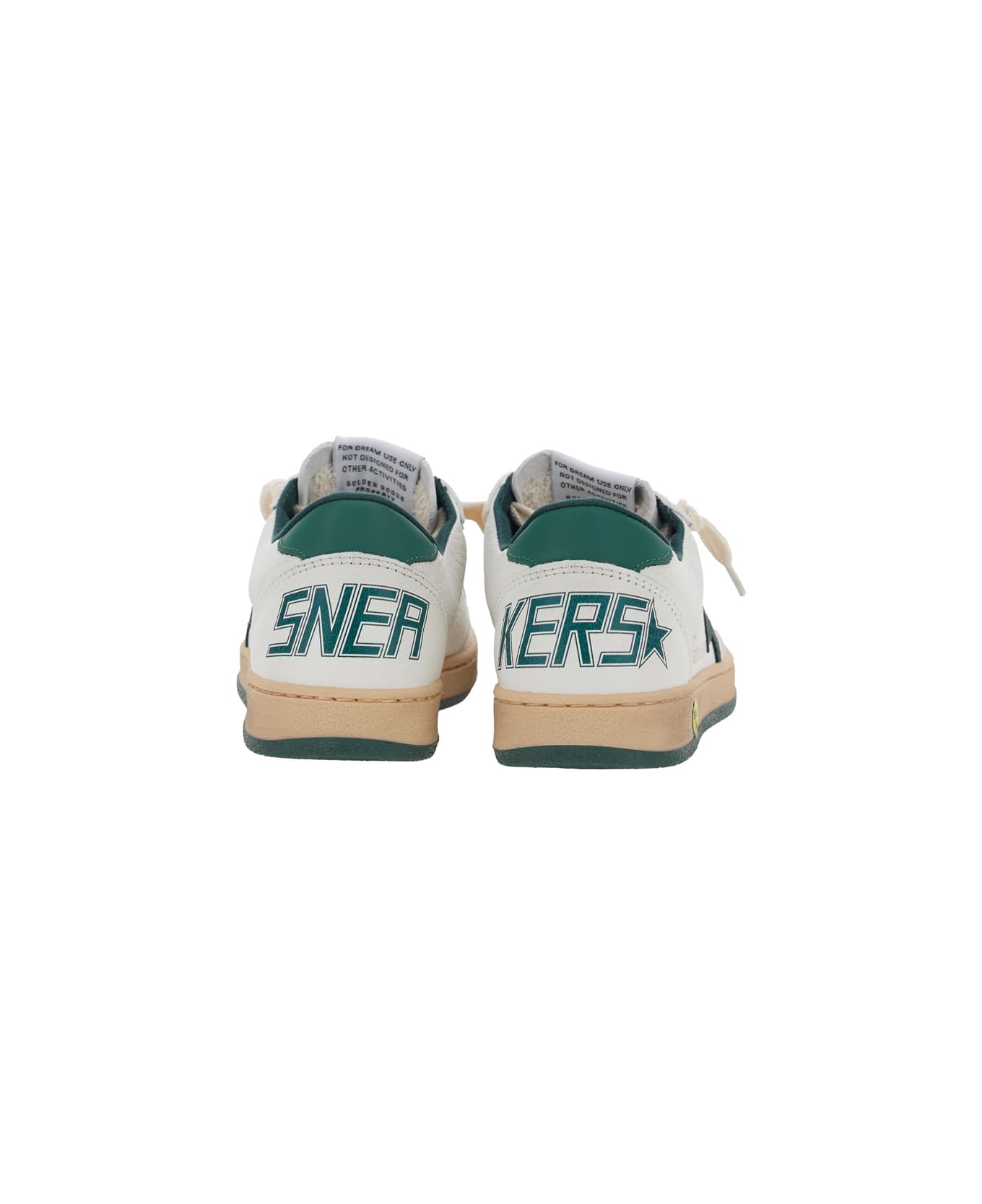 Golden Goose 'ballstar' White Low Top Sneakers With Star Patch On The Side And Maxi Lettering On The Rear In Leather Boy - White