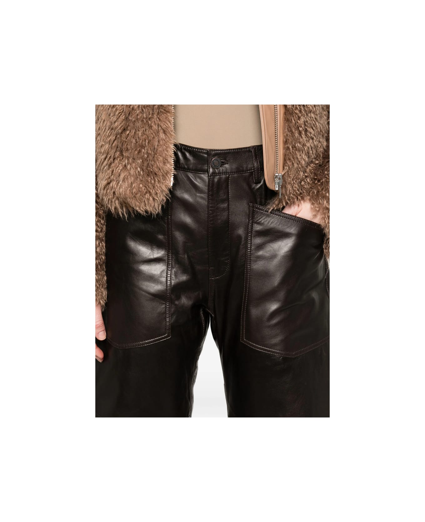 Nili Lotan Leather Pant - BROWN