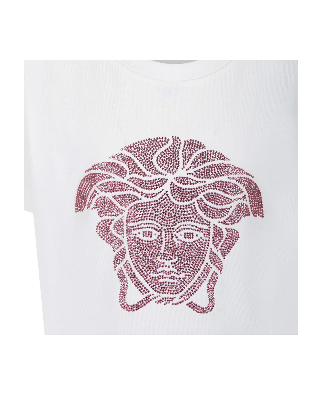Versace White T-shirt For Girl With Medusa Versace - White Tシャツ＆ポロシャツ