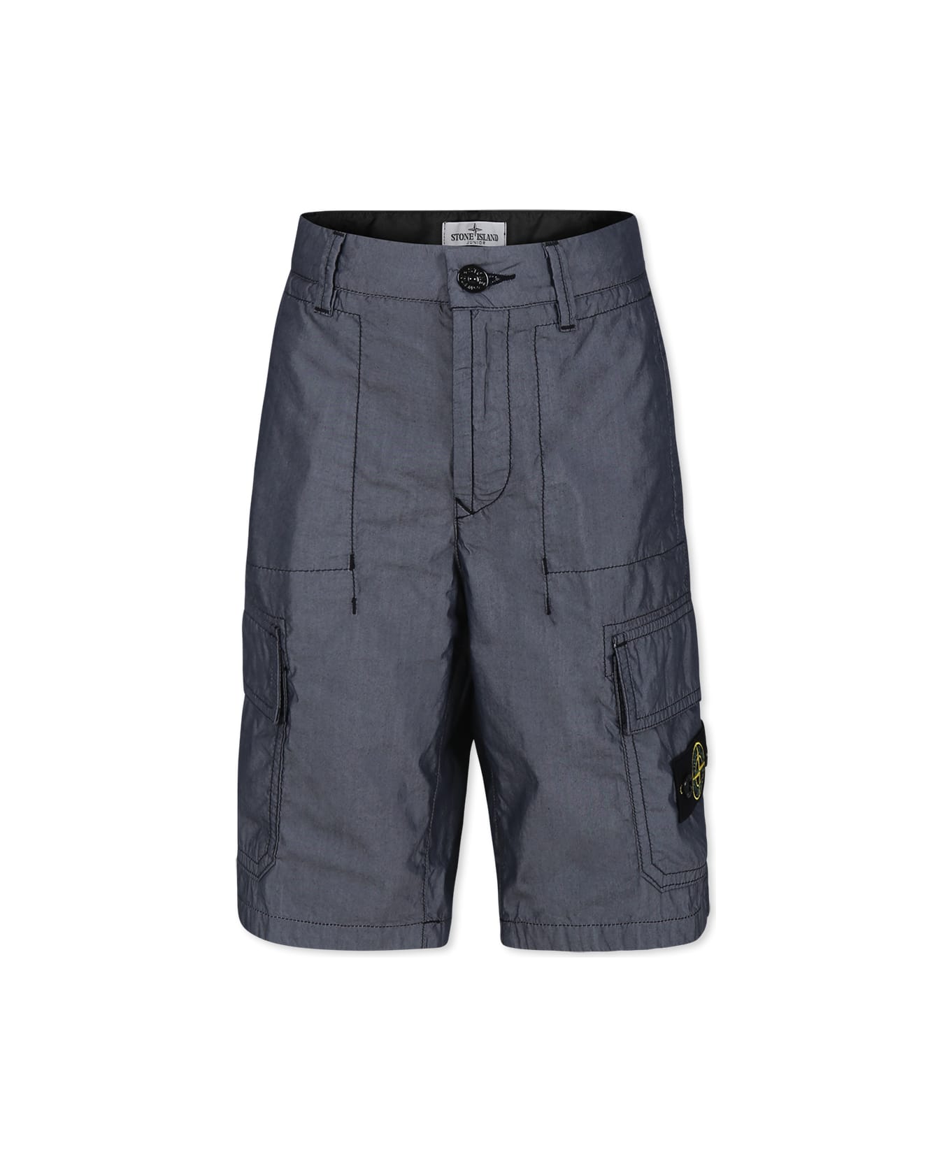 Stone Island Junior Grey Shorts For Boy With Compass - Grey