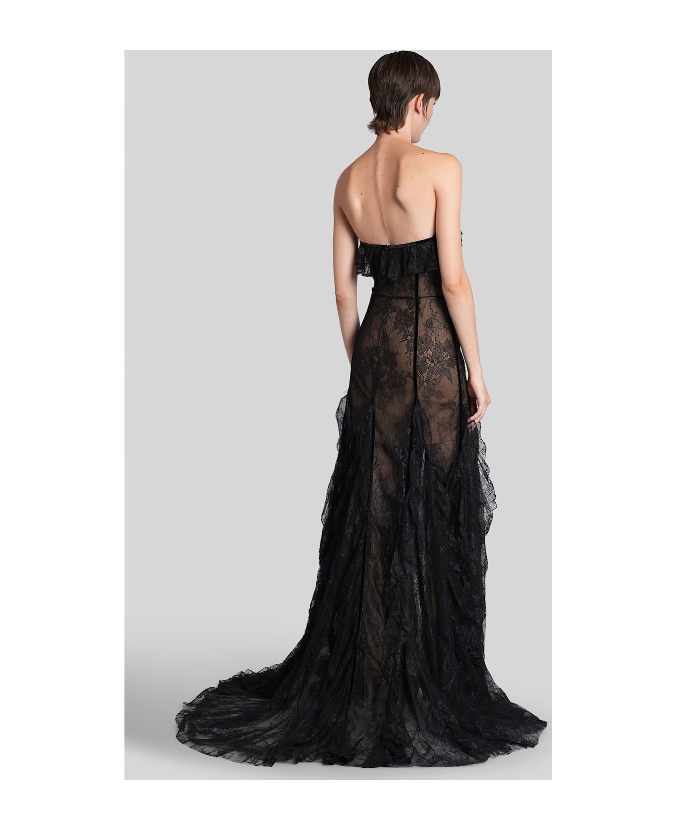 Costarellos Rosaline Long Dress In Black Polyamide - black