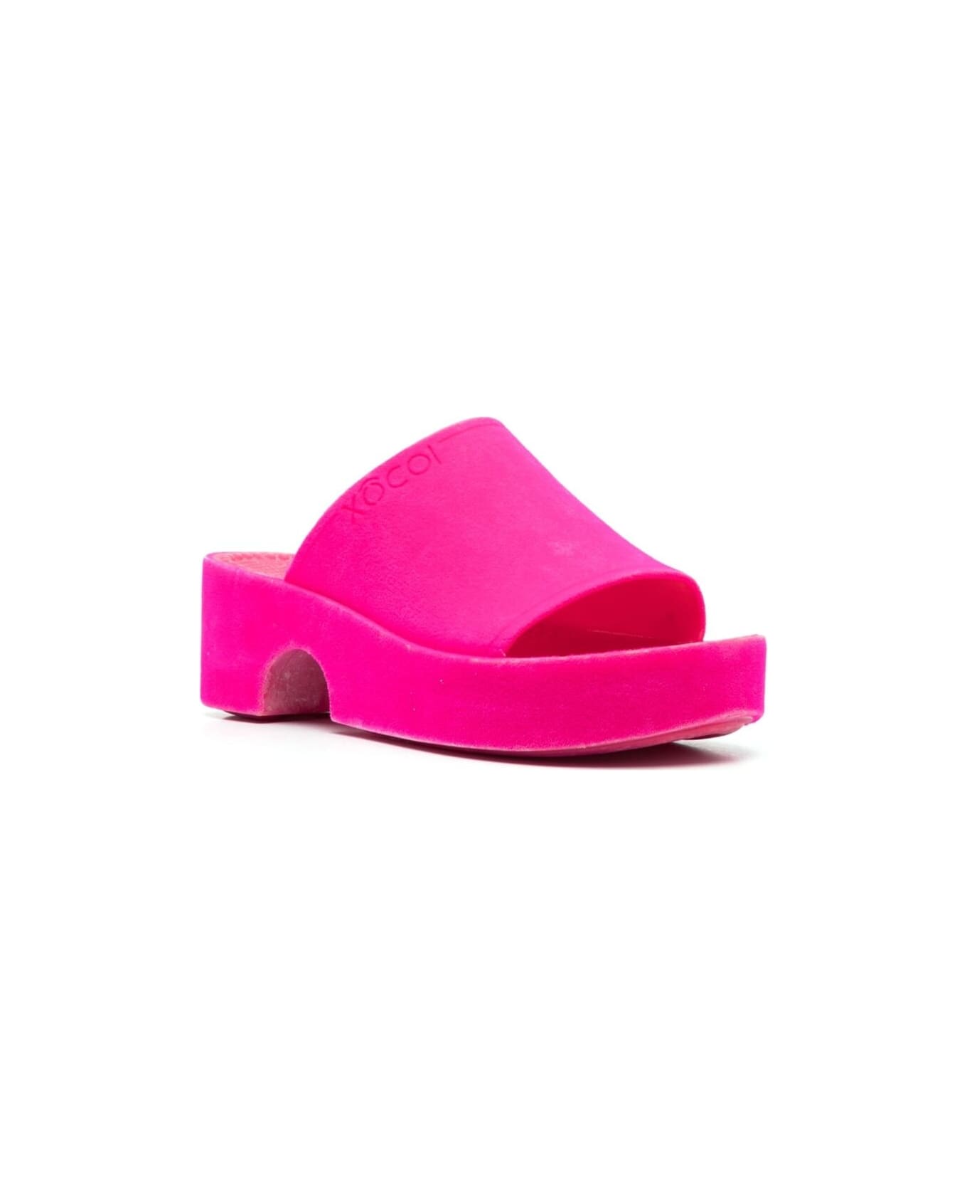 Xocoi Woman's Beige Recycled Rubber Clogs - Fuxia
