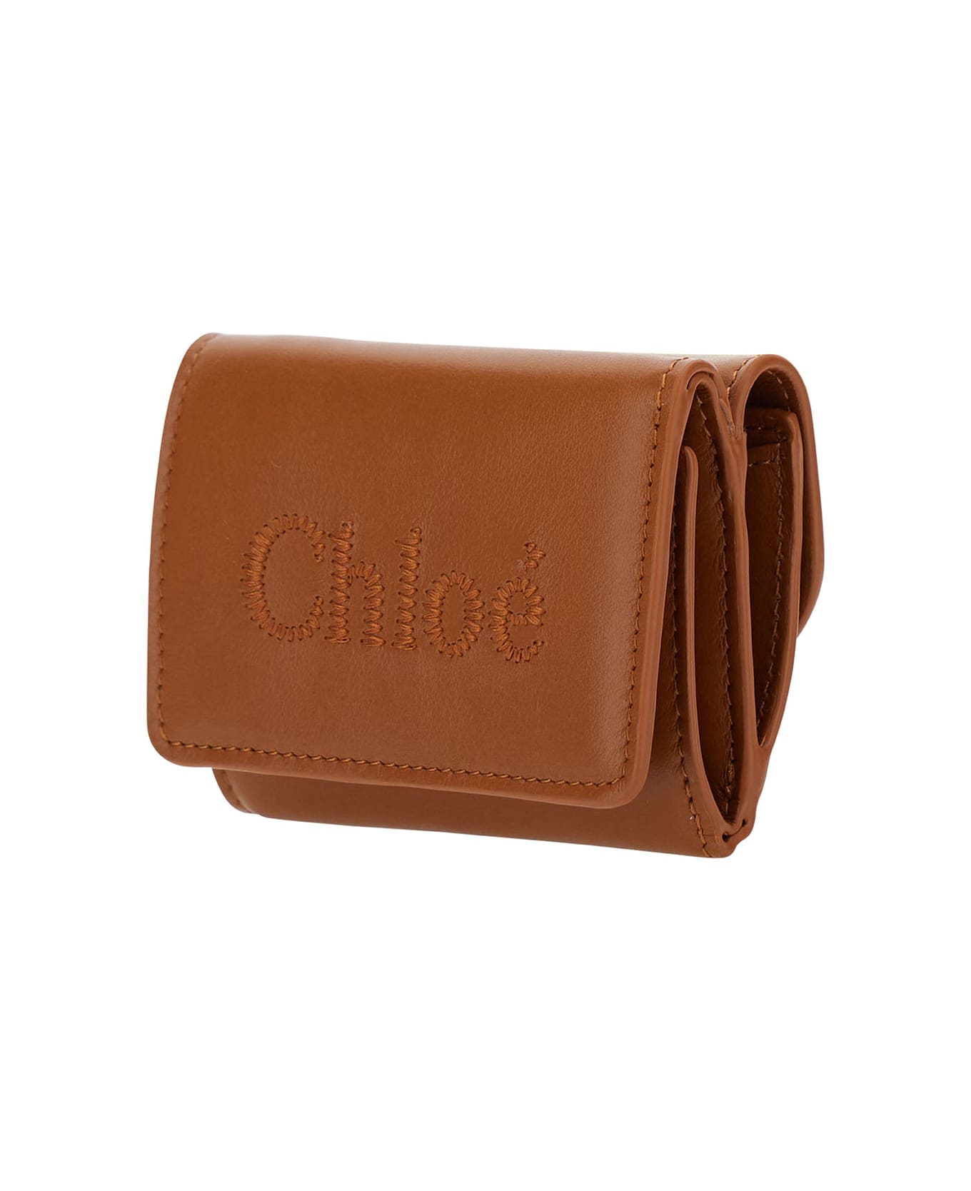 Chloé Sense Trifold Wallet Small Brown - Beige