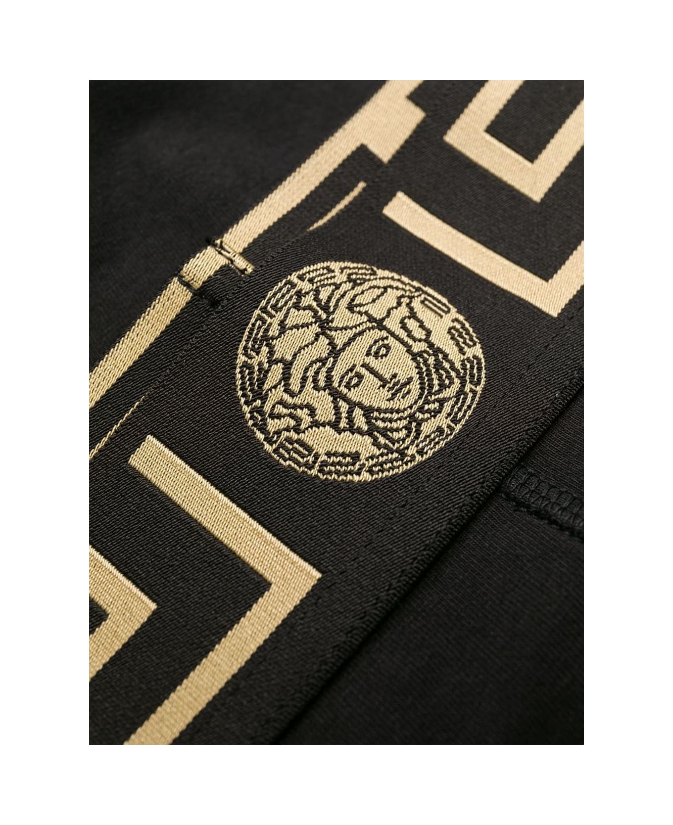 Versace Men's Set Of Two Black Cotton Briefs With Greek Detail - BLACK