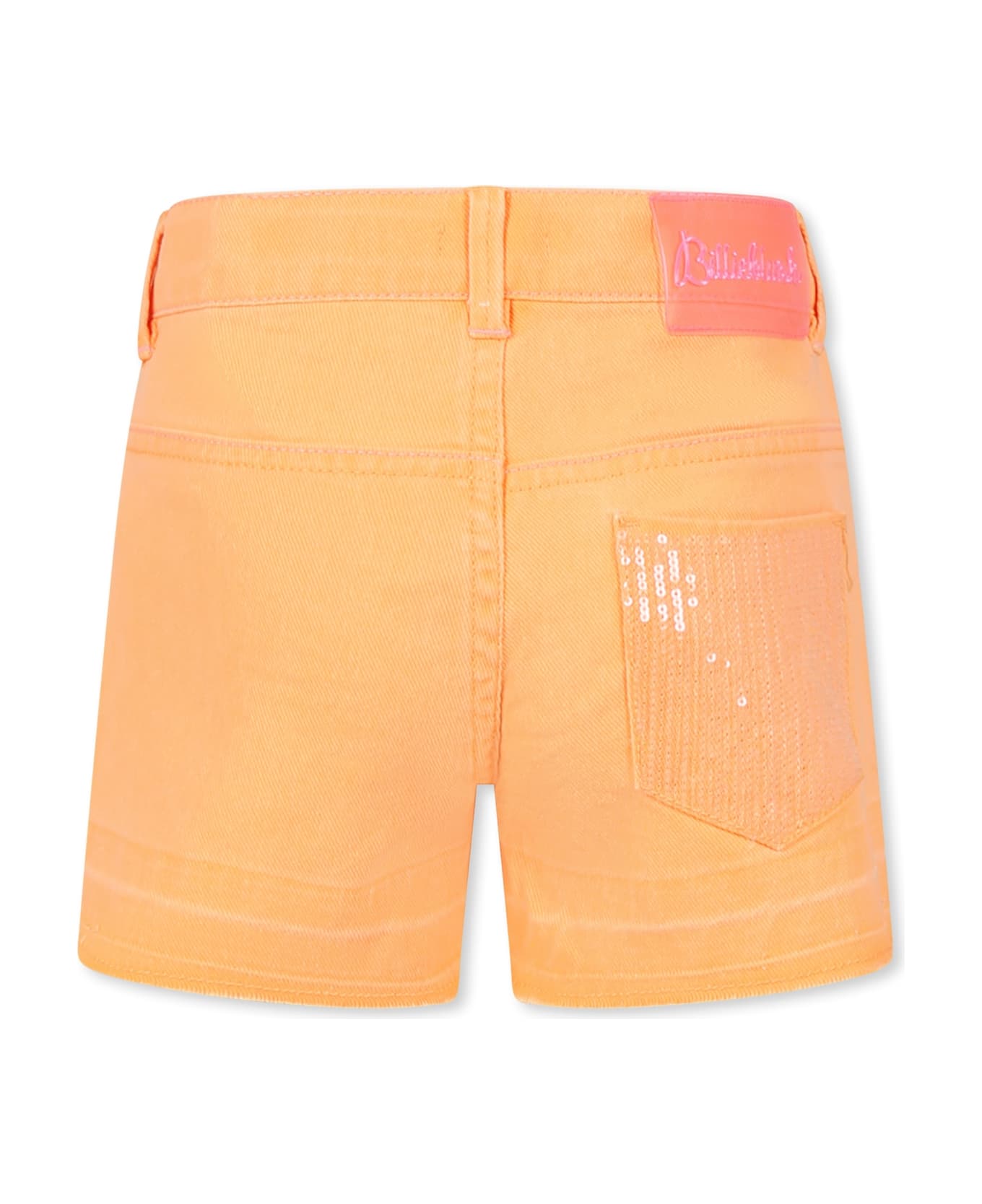 Billieblush Orange Shorts For Girl With Sequins - Orange