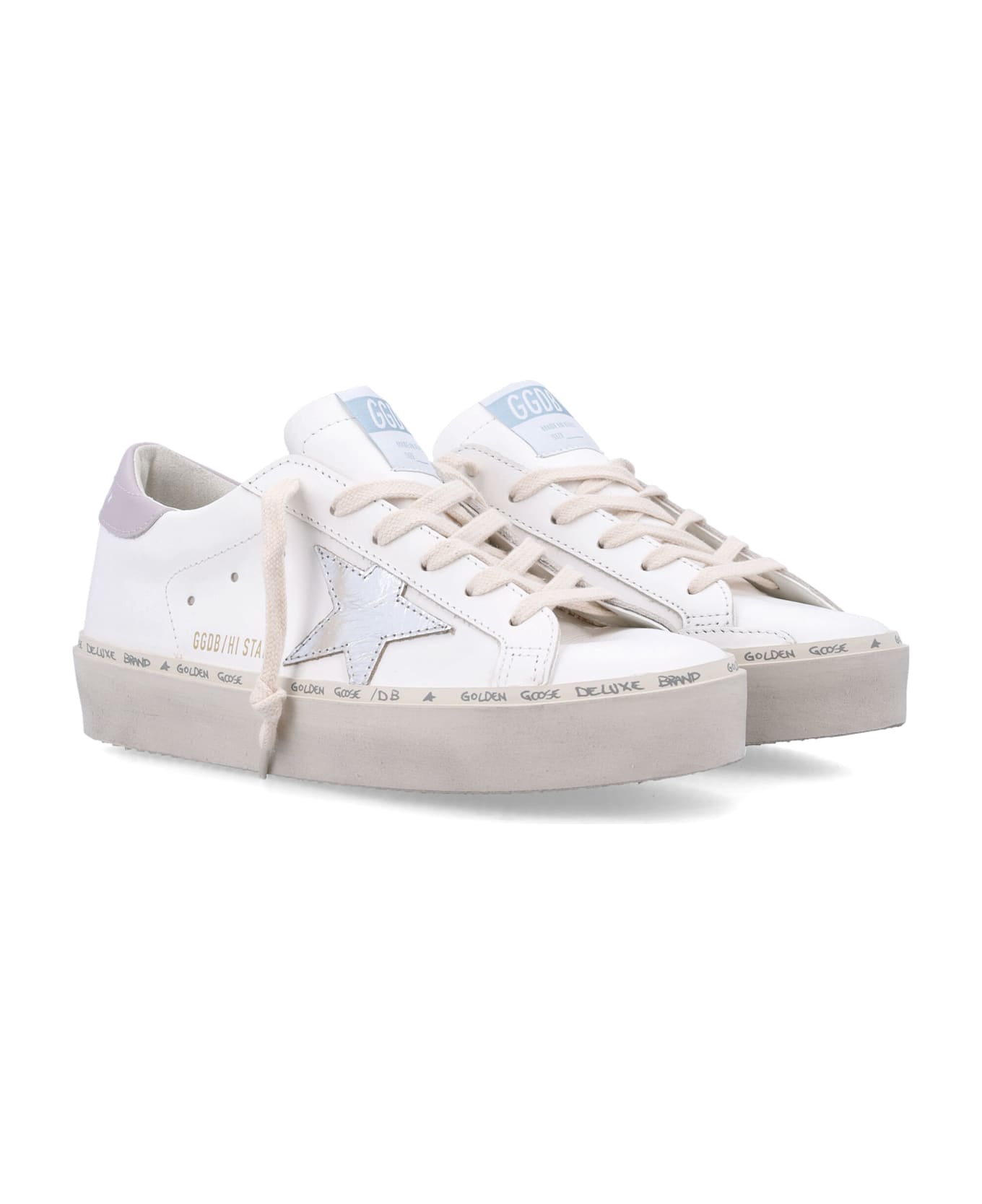 Golden Goose Hi-star Woman
s Sneakers - WHITE SILVER LILLAC