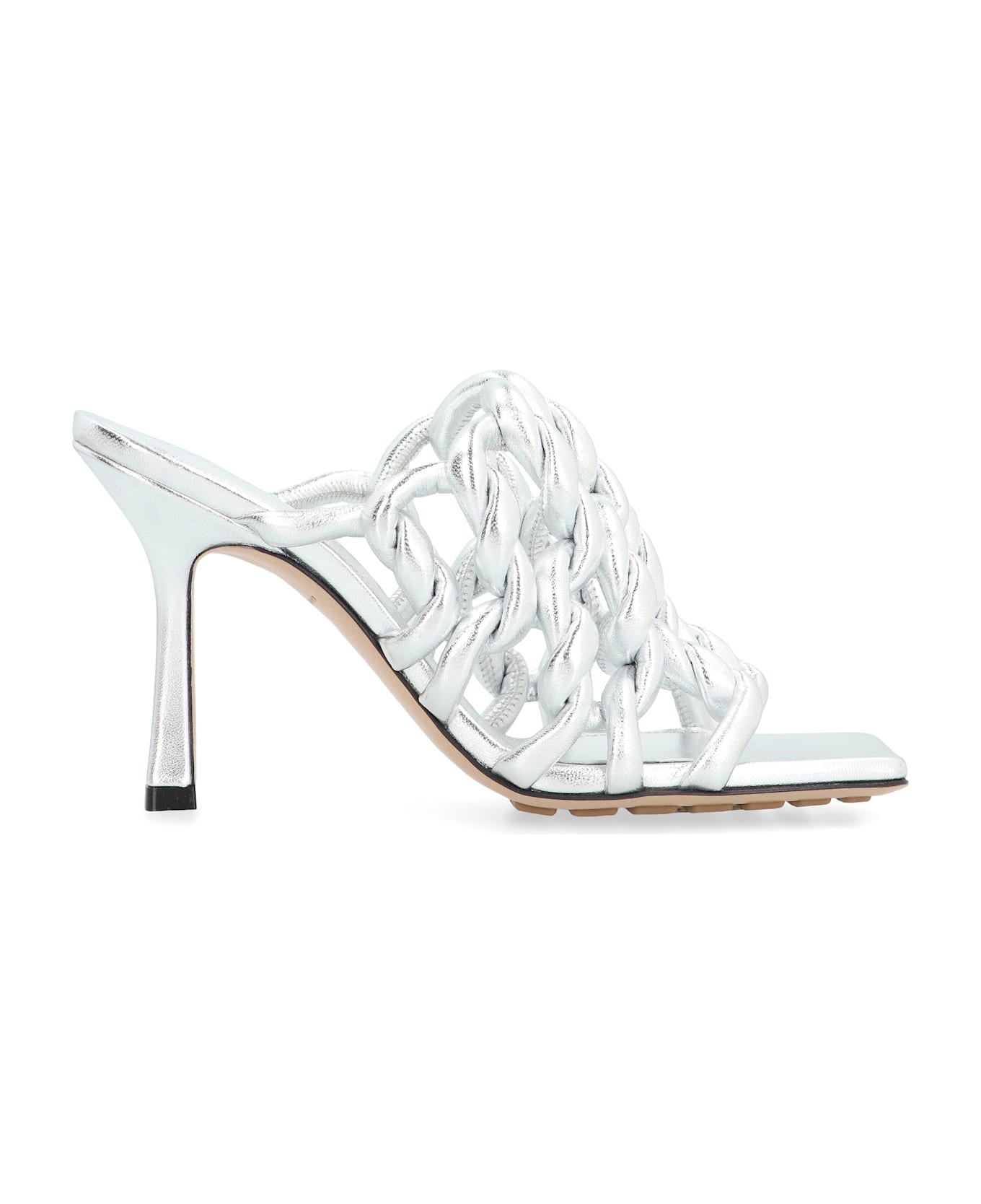 Bottega Veneta Leather Stretch Sandal - silver