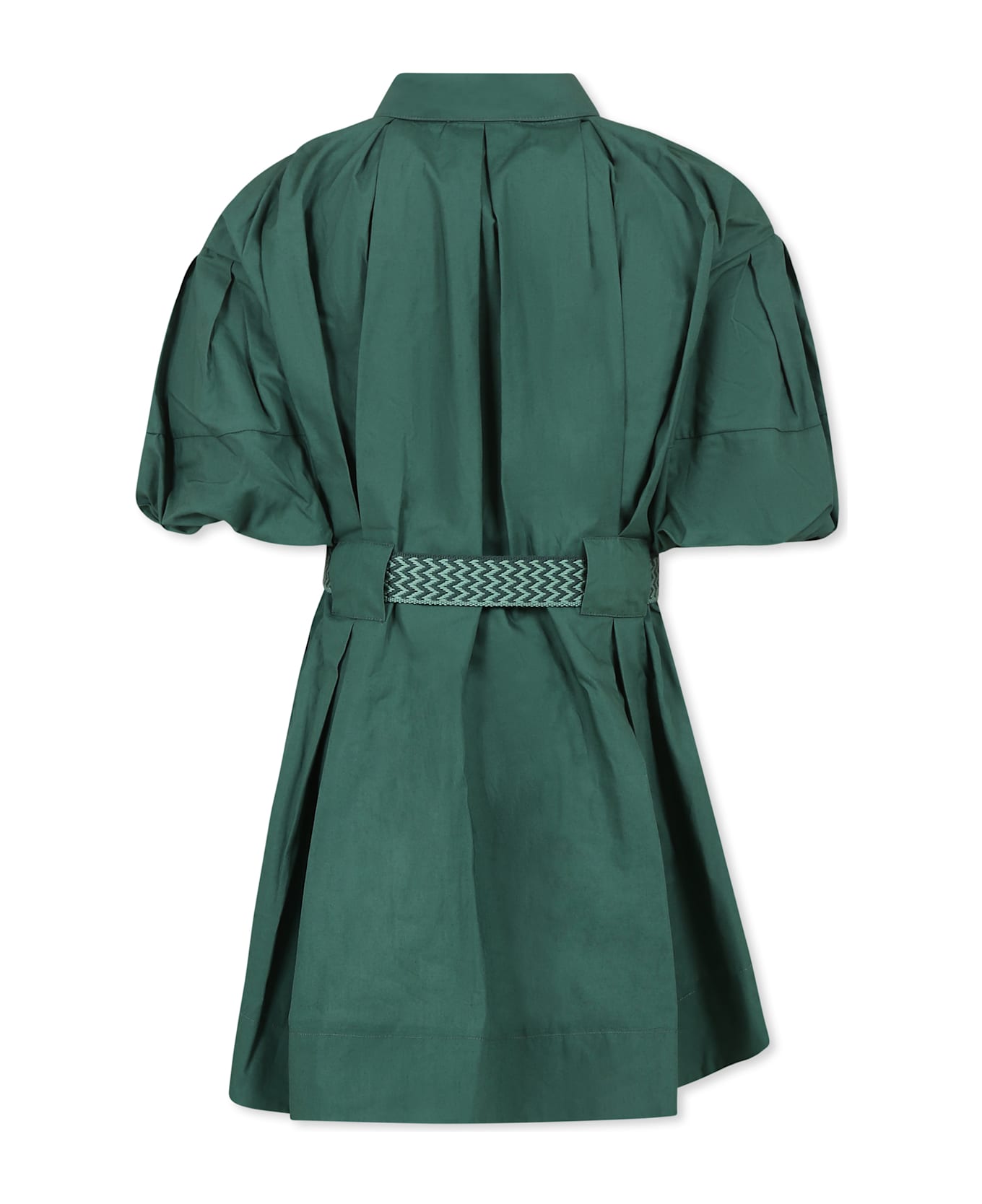 Lanvin Green Dress For Girl With Logo - Green
