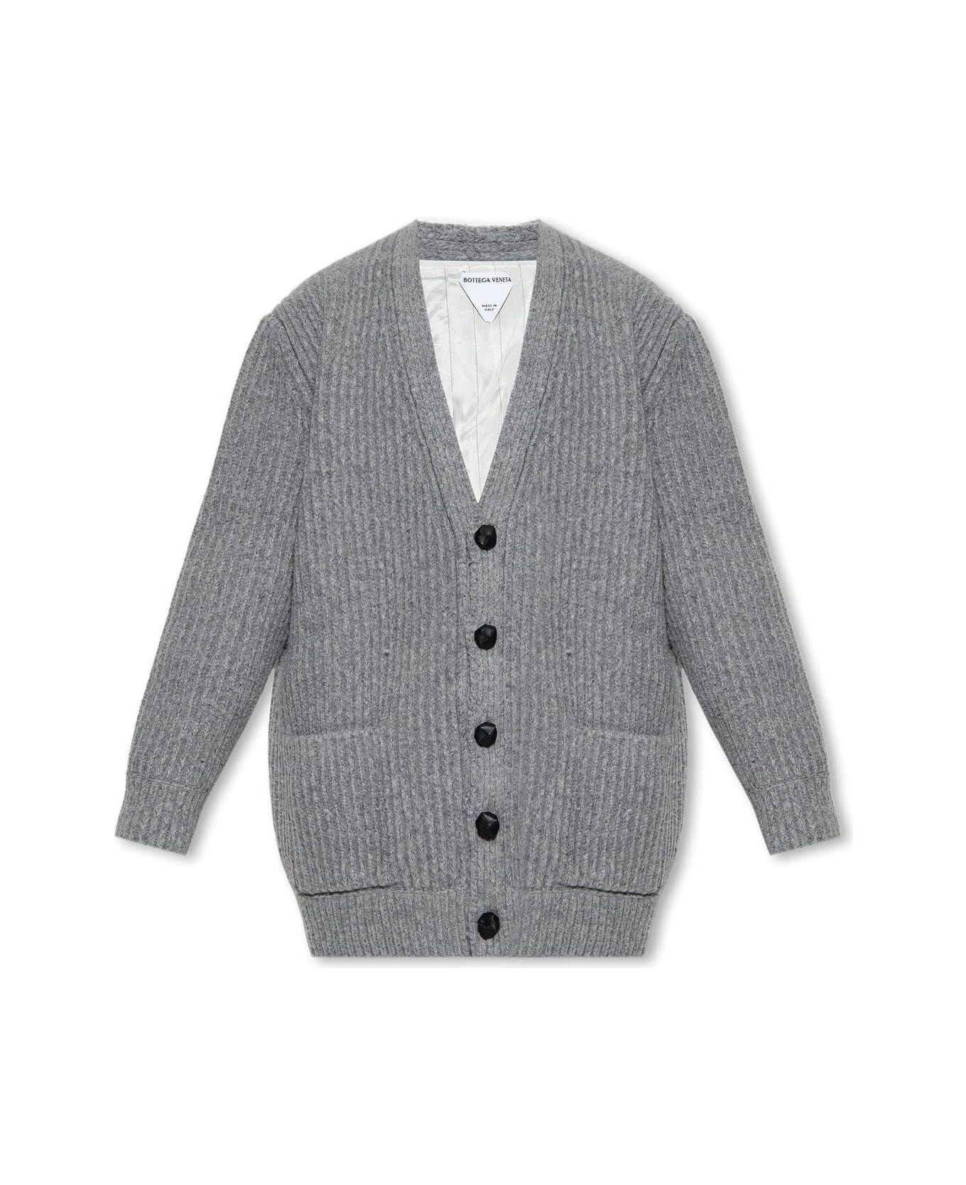 Bottega Veneta V-neck Knitted Cardigan - MEDIUMGREY