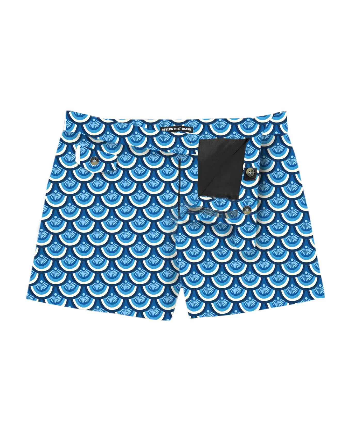 MC2 Saint Barth Shorter-lenght Swim Short Majolica Print - BLUE