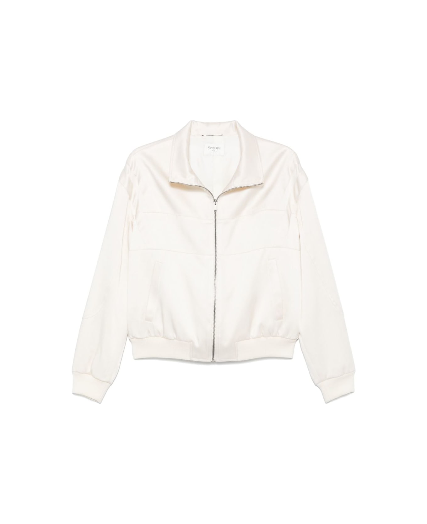 Saint Laurent Satin Bomber Jacket - White