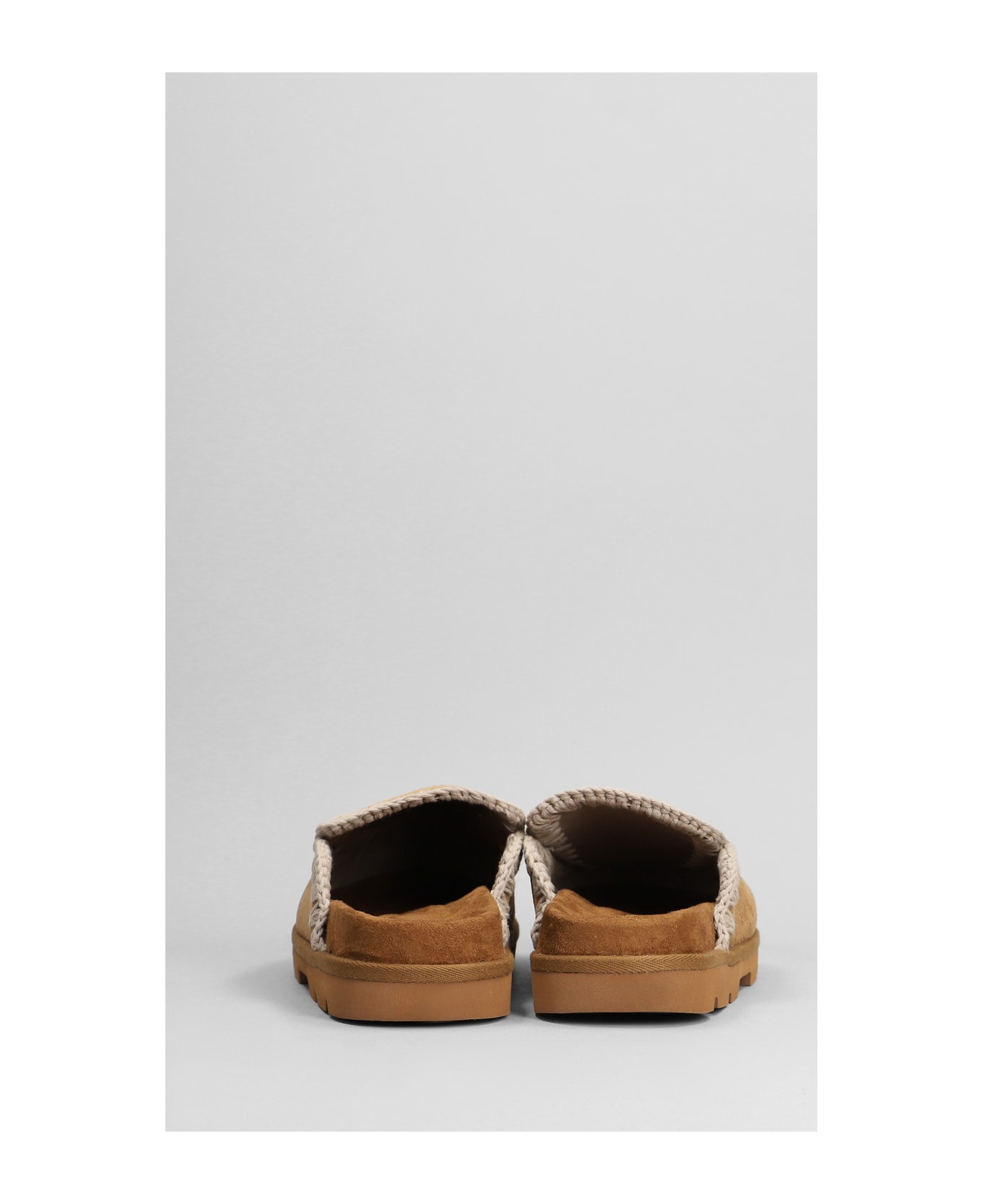 Mou Low Bio Sabot Slipper-mule In Leather Color Suede - leather color