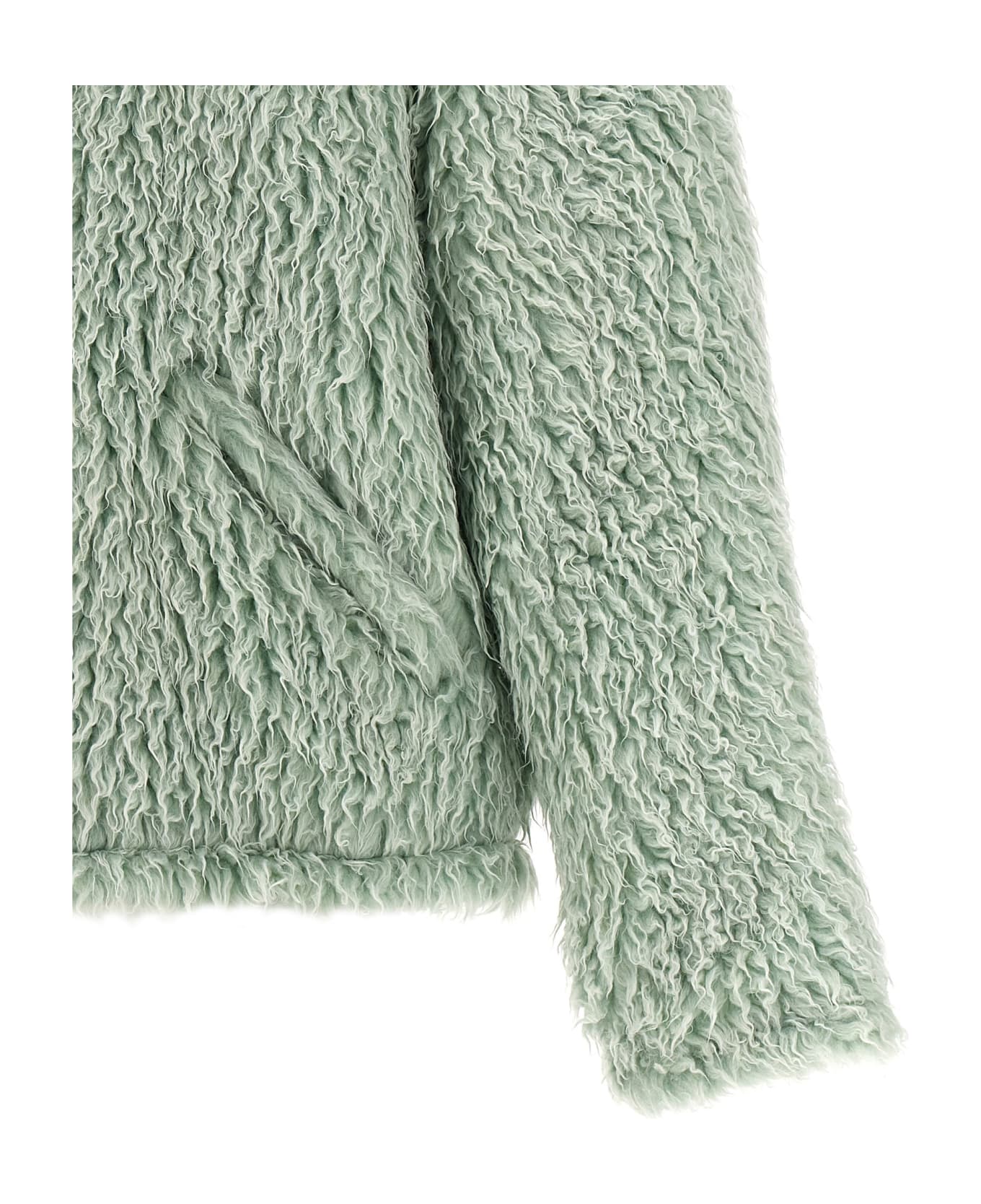 Marni 
long Pile Shaggy
 Hooded Jacket - Green
