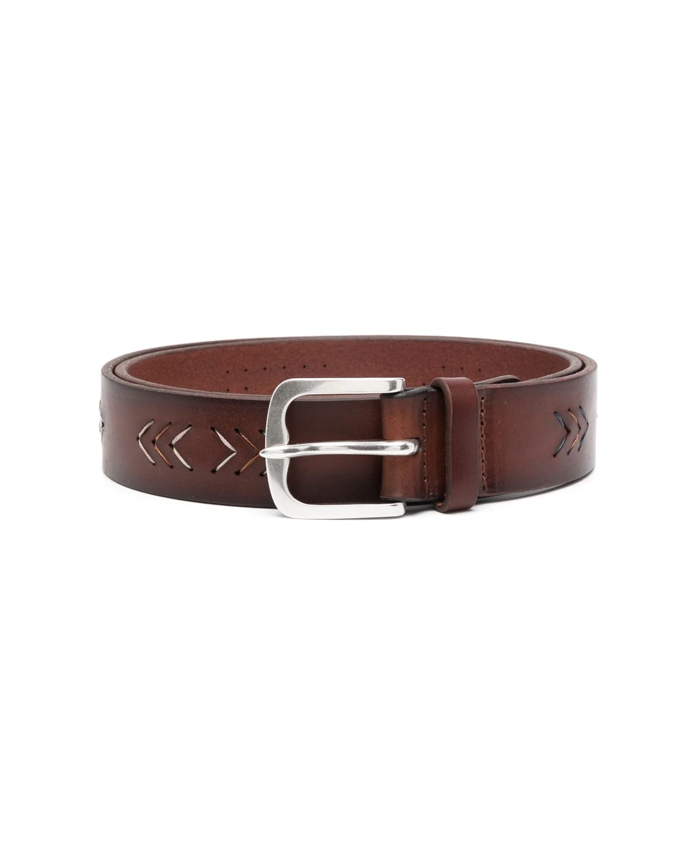 Orciani Brown Gaucho Bull Belt With Arrows Motif - Brown