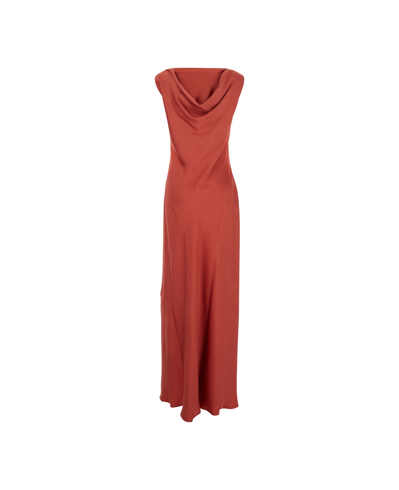 Antonelli 
mara
 Red Long Dress With Boat Neckline And Side Slit In Viscose Blend Woman - Red
