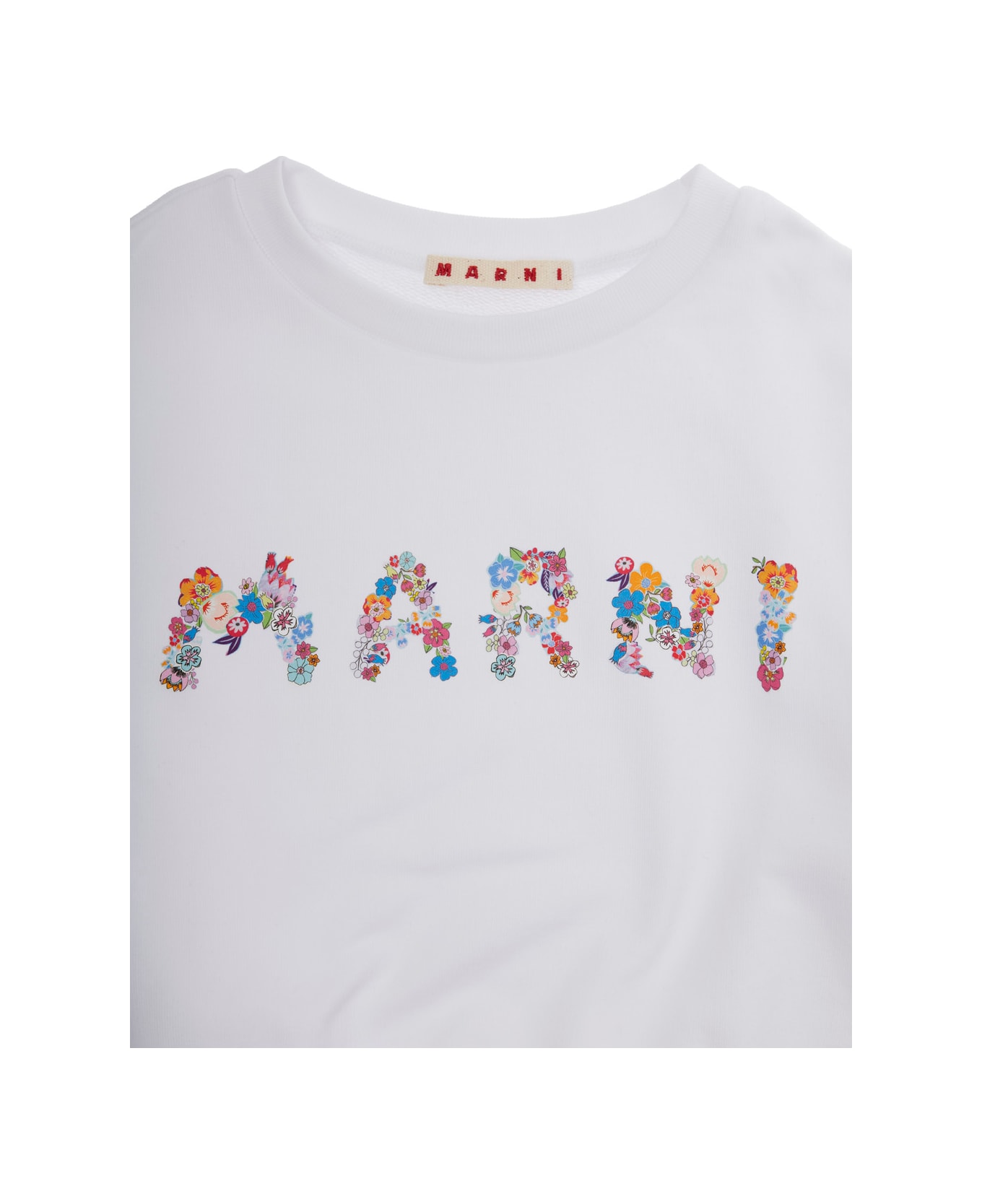 Marni White Sweatshirt With Logo Printed On The Front In Cotton Girl - White