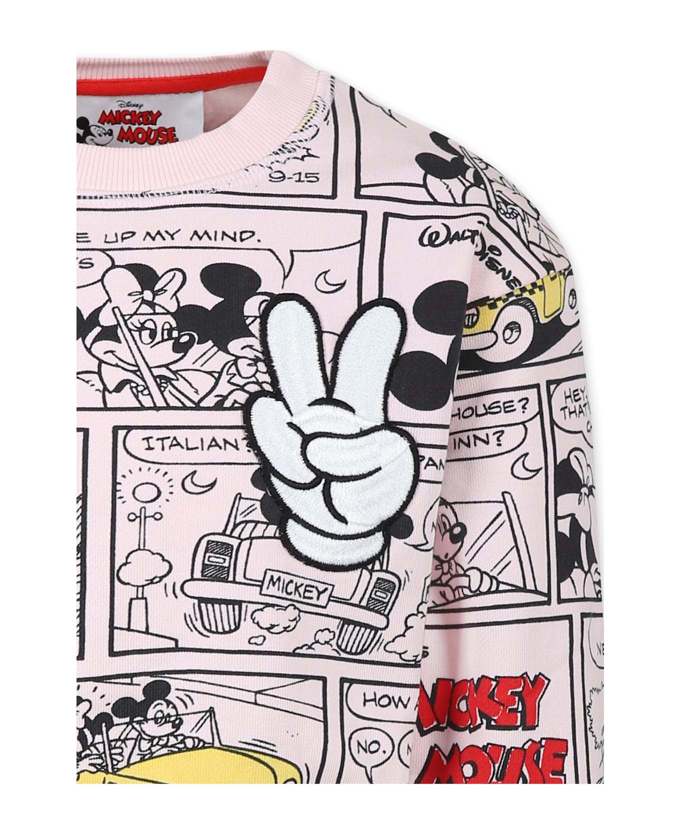 Little Marc Jacobs Pink Crop Sweatshirt For Girl With Mickey Mouse - Pink