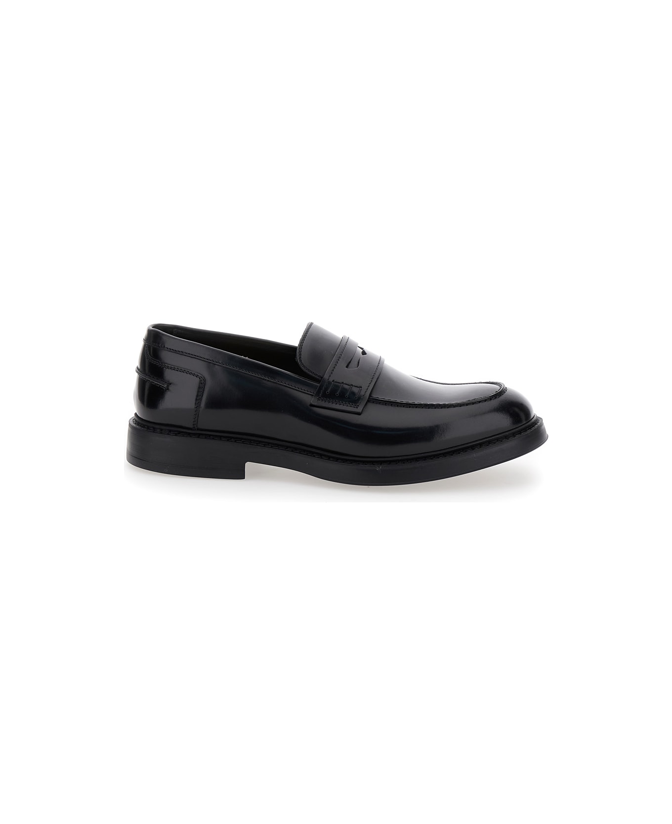Doucal's 'adler' Black Slip-on Loafers In Smooth Leather Man - Black