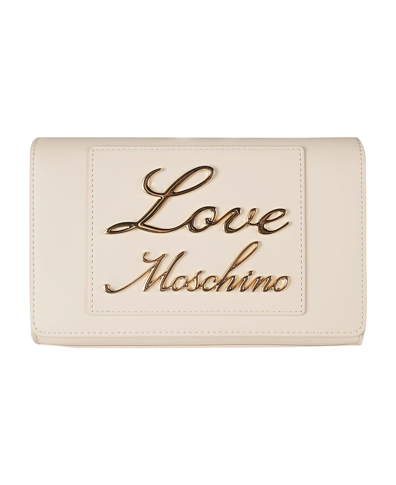 Love Moschino Signature Logo Plaque Shoulder Bag - Ivory