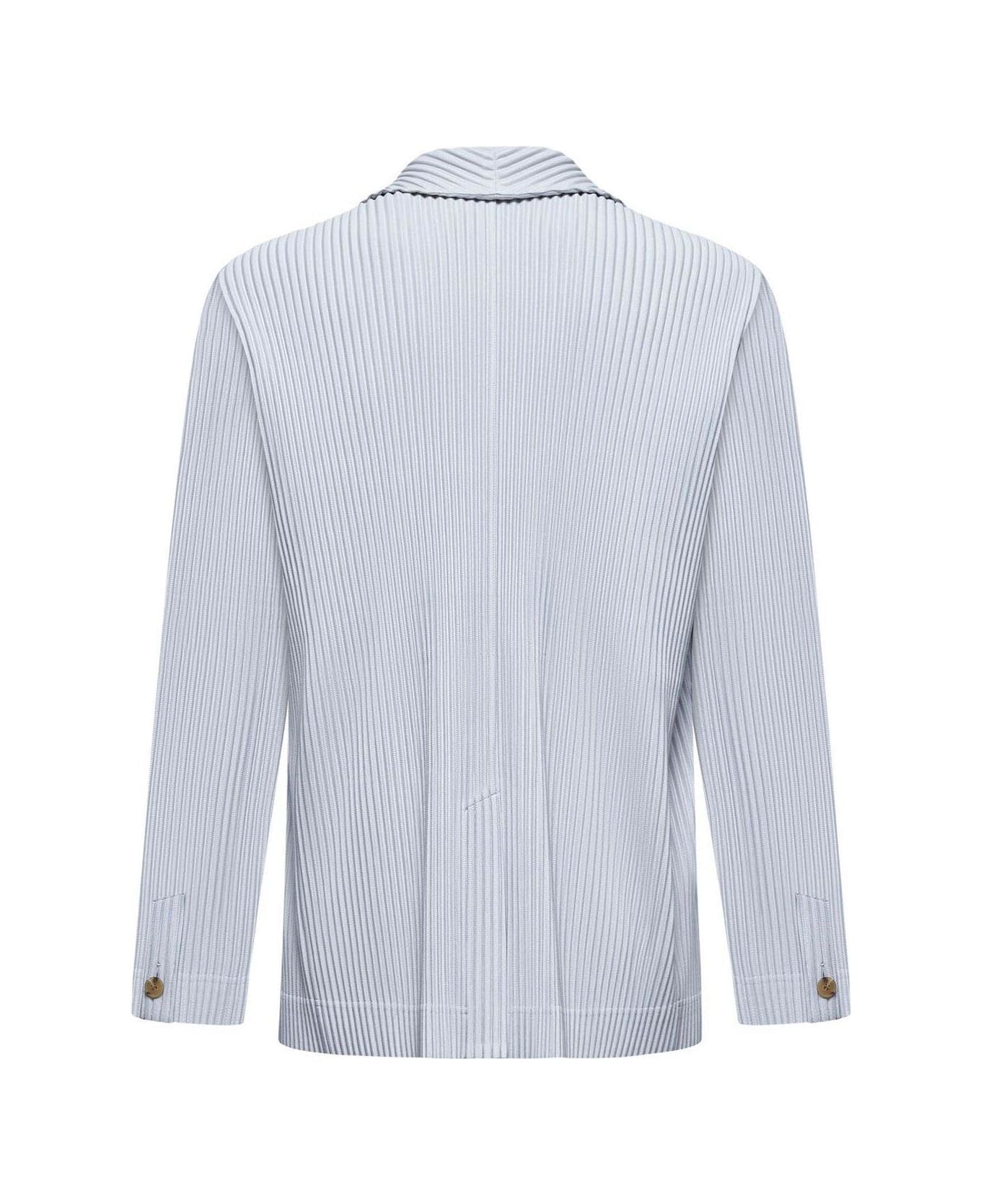 Homme Plissé Issey Miyake Single-breasted V-neck Blazer - Light Grey