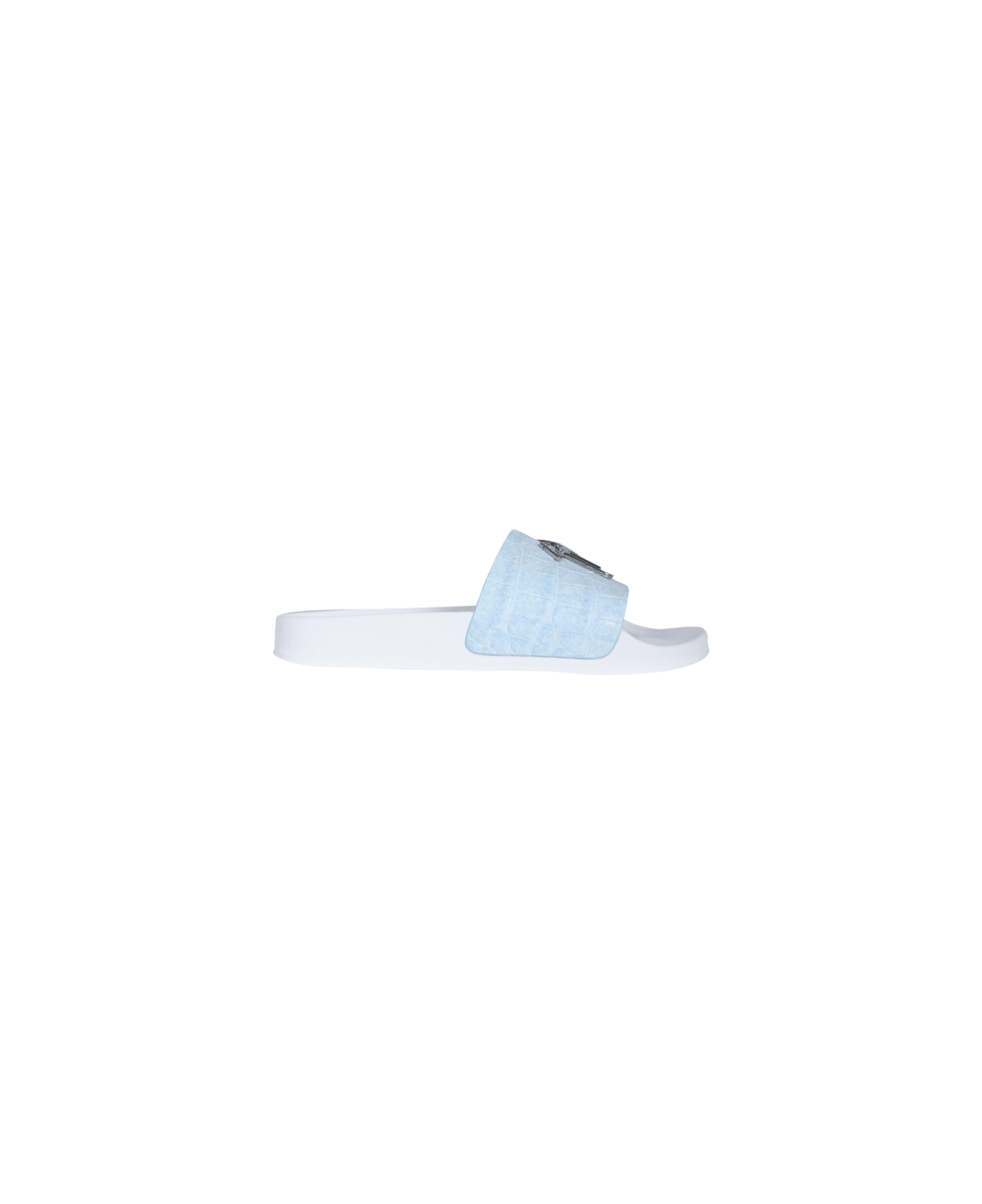 Giuseppe Zanotti Slide Sandals With Logo - BABY BLUE