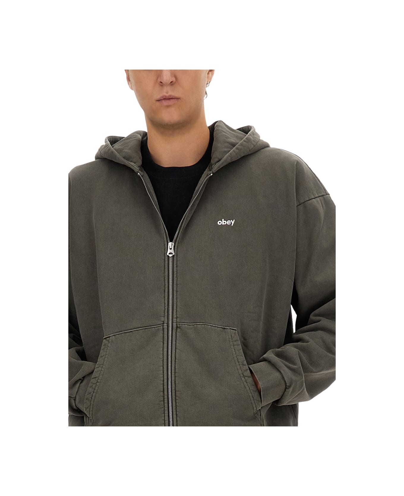Obey Sweatshirt With Logo - BLACK