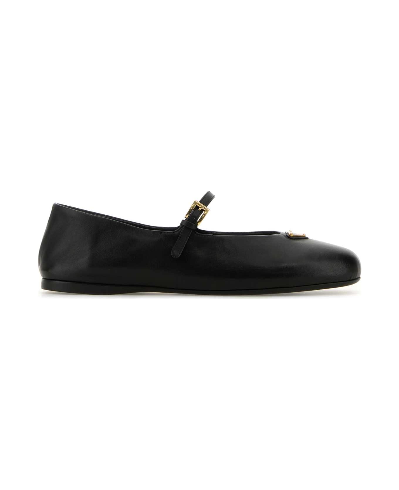 Prada Black Nappa Leather Ballerinas - NERO