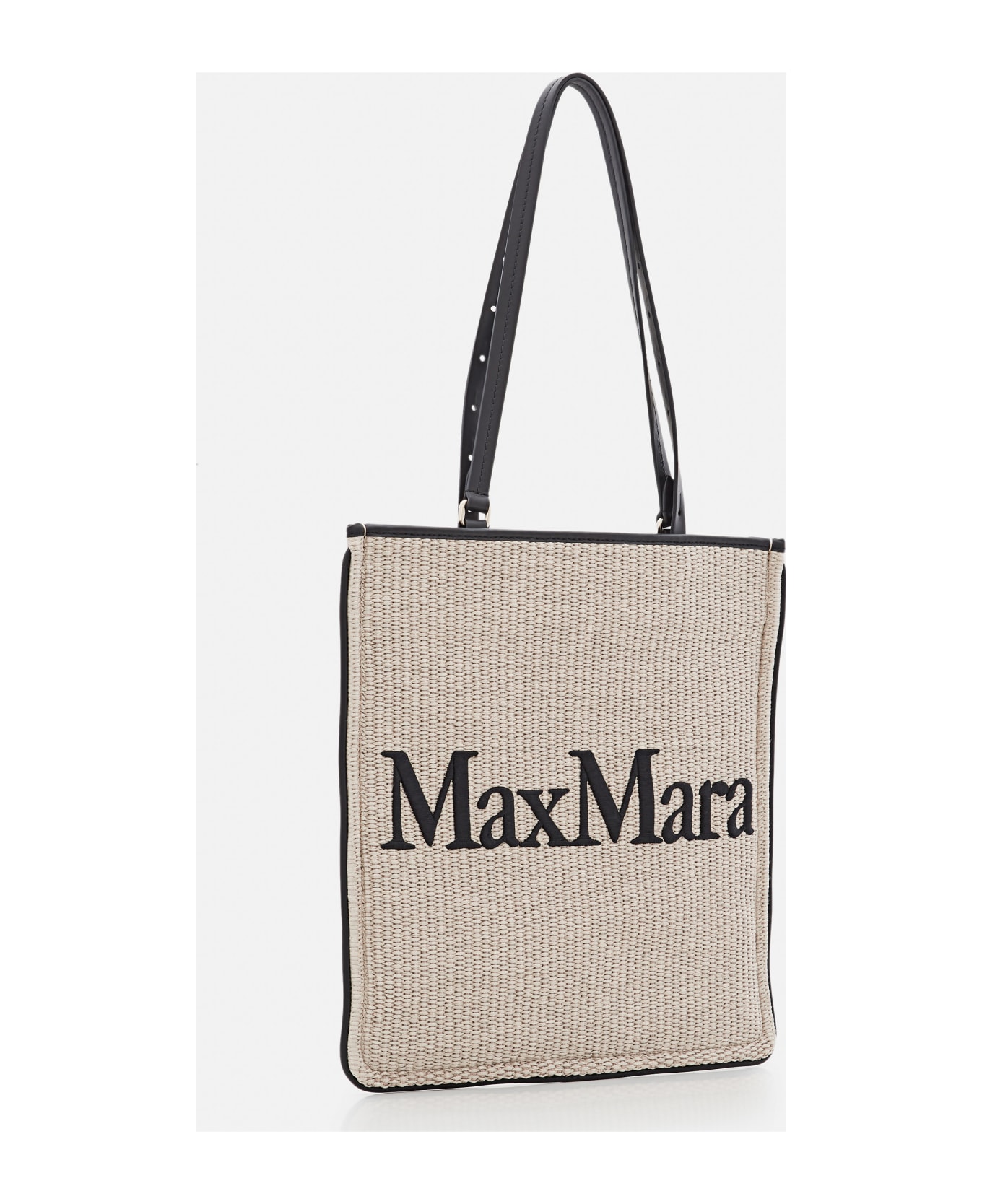 Max Mara Raffia Easybag Shopping Bag - Beige
