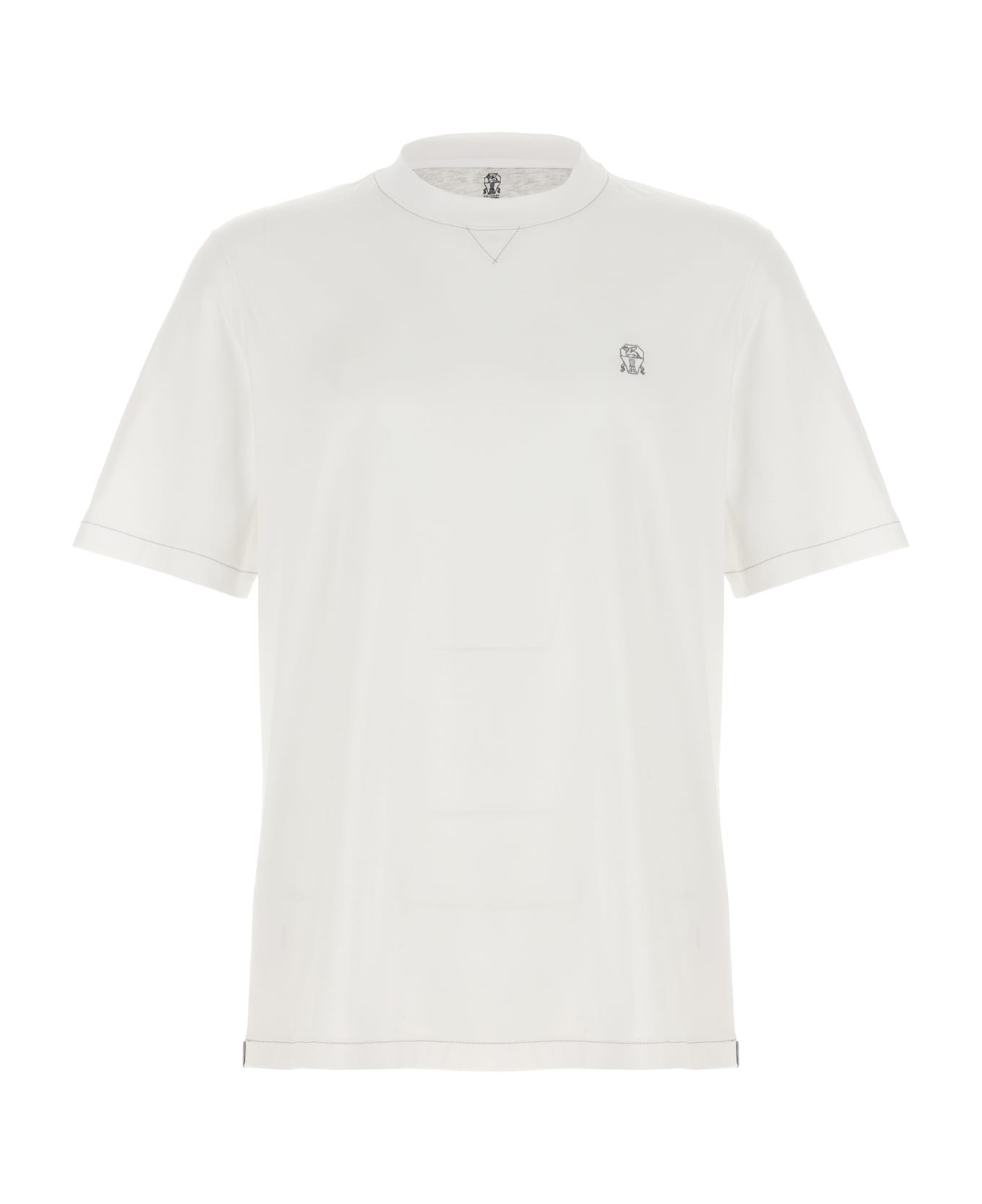 Brunello Cucinelli Logo Embroidery T-shirt - White