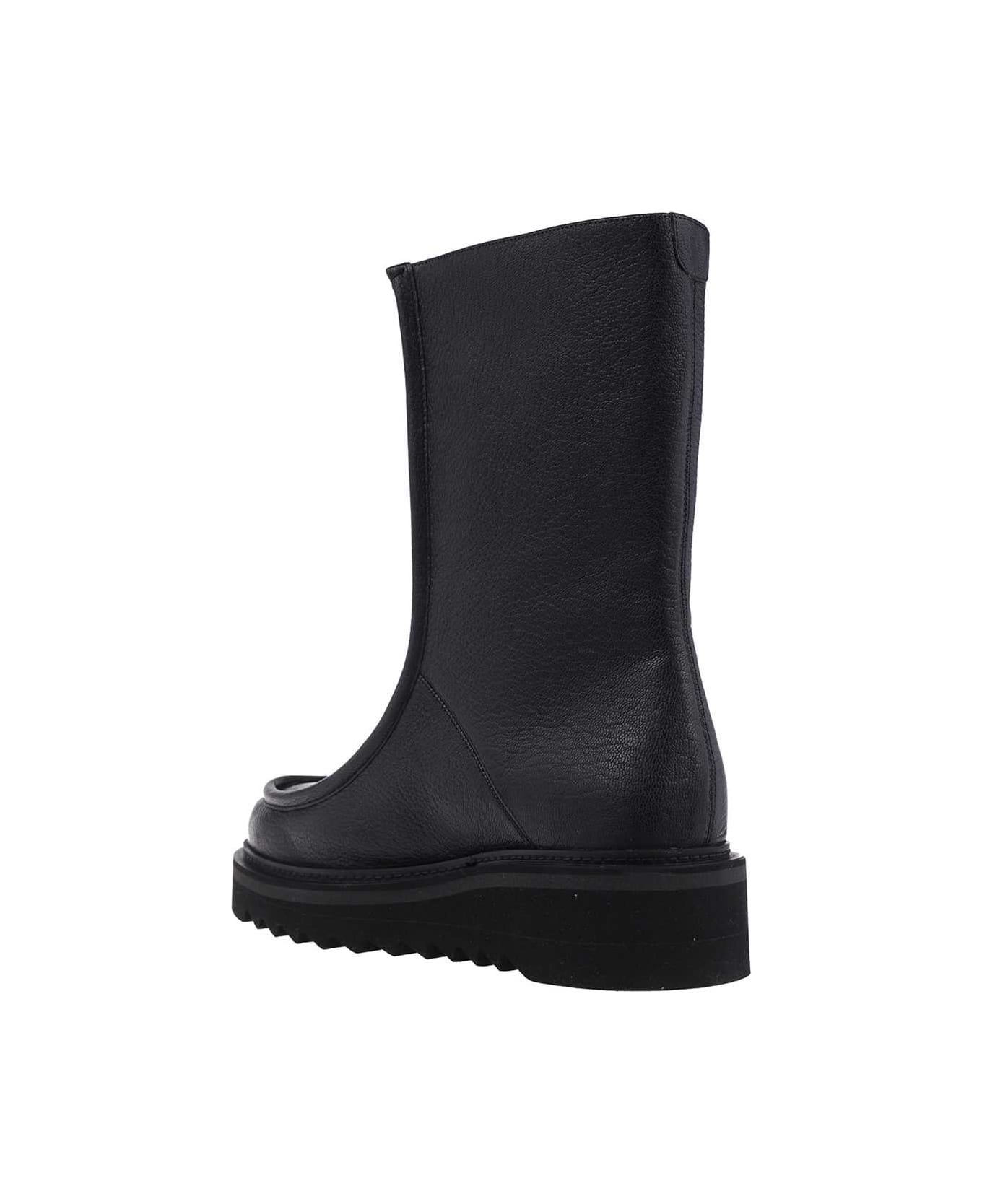 Ferragamo Leather Ankle Boots - black