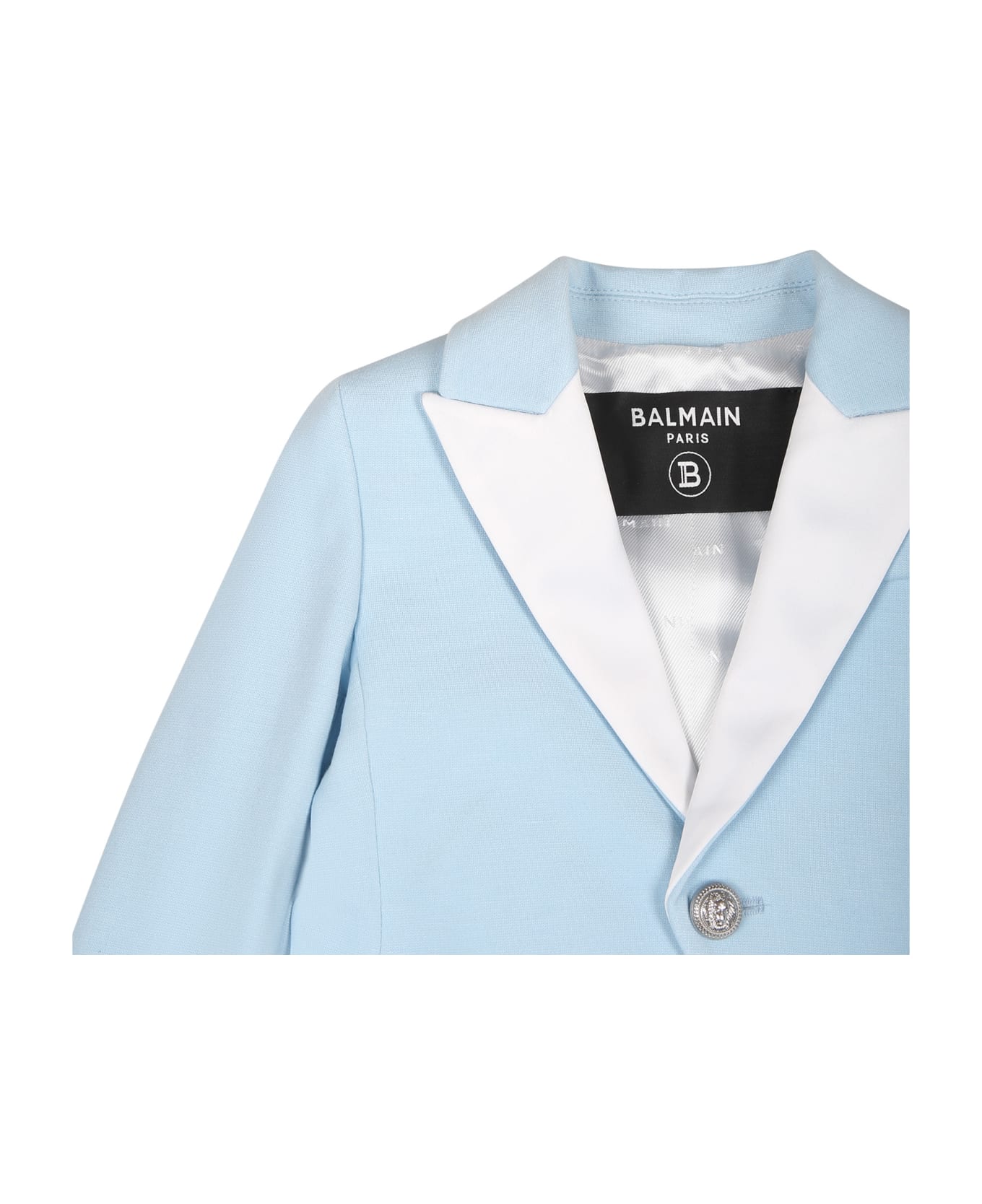 Balmain Elegant Sky Blue Suit For Baby Boy With Logo - Light Blue
