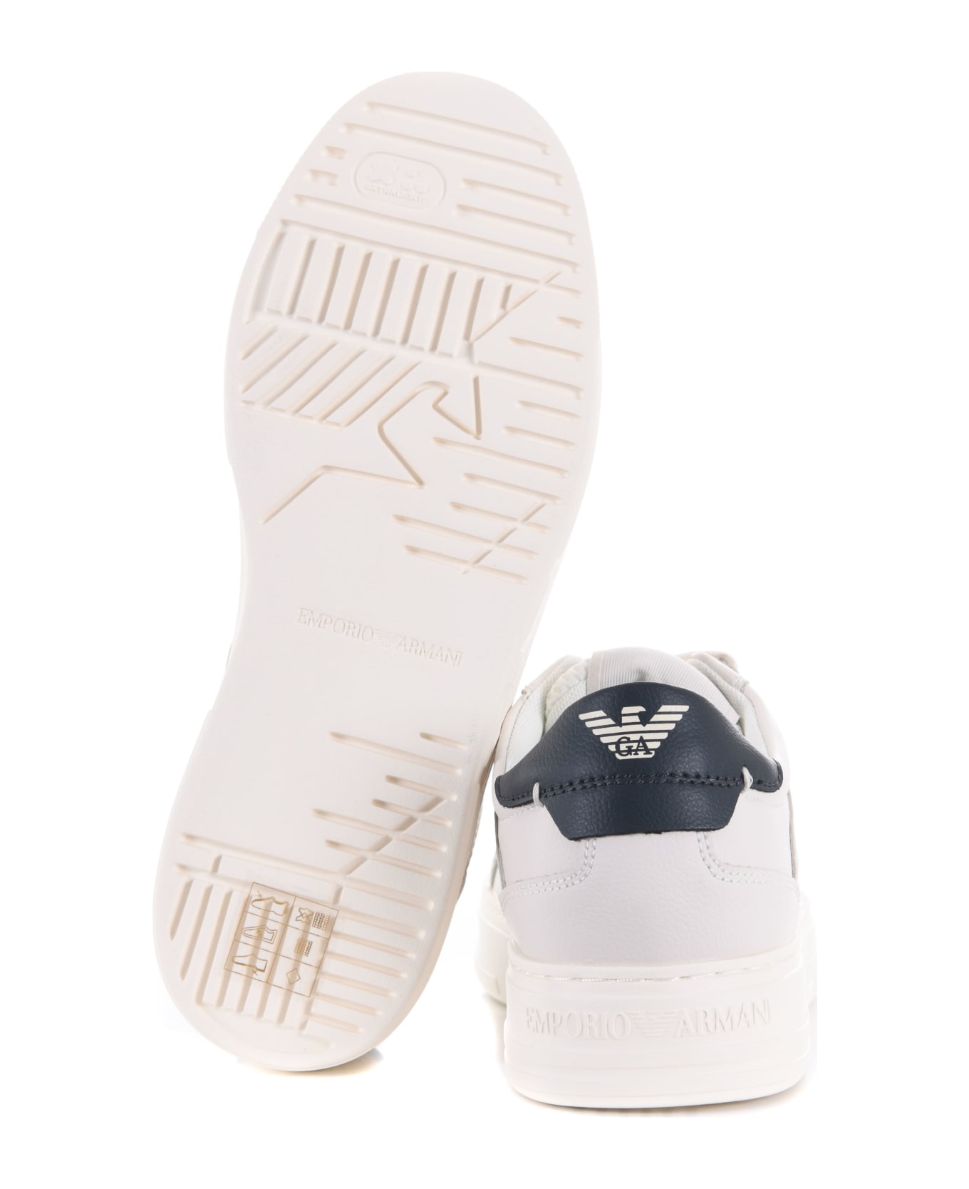 Emporio Armani Sneakers In Leather. - Avorio スニーカー