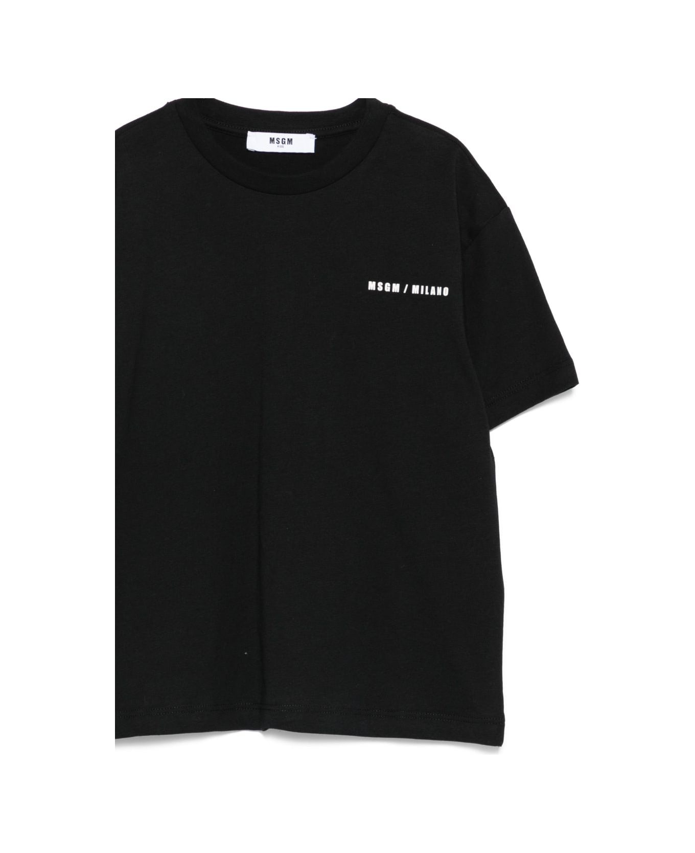 MSGM Kids Cotton T-shirt With Logo - Black