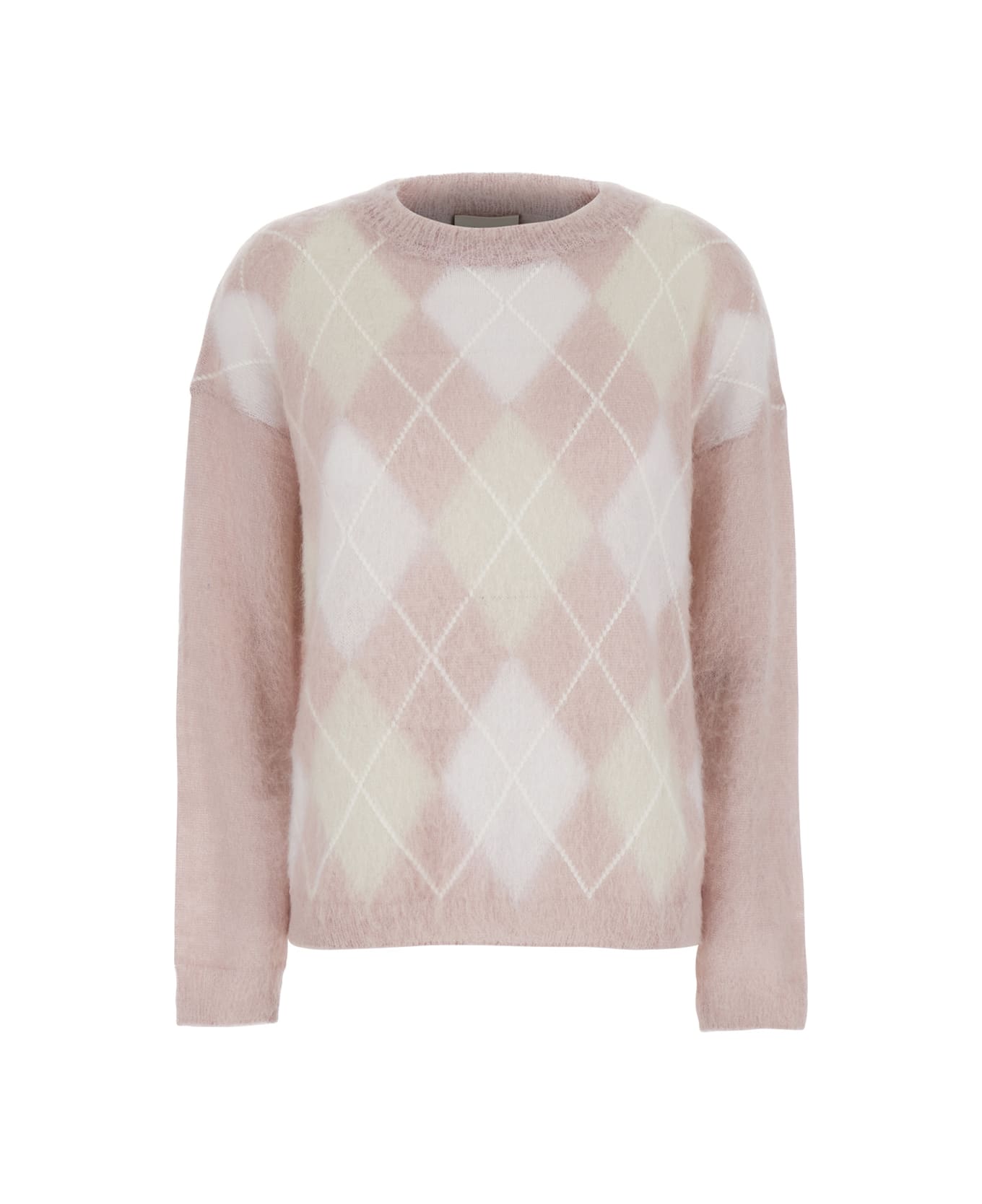 SEMICOUTURE Argyle Roud Neck Pull - Pink