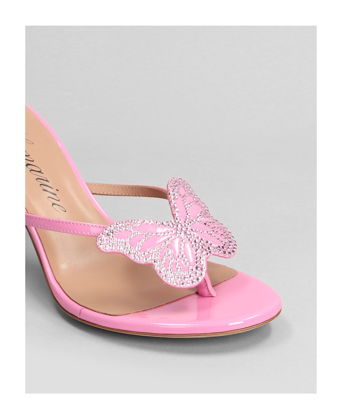 Blumarine Butterfly Slipper-mule In Rose-pink Patent Leather - rose-pink サンダル