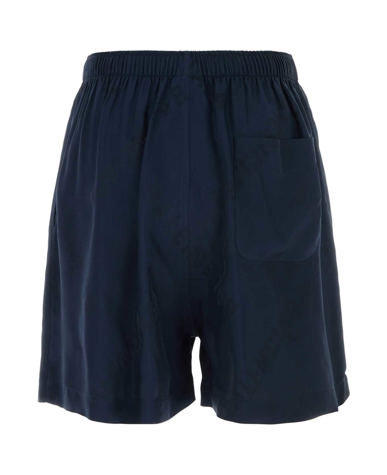 Navy Blue Satin Bermuda Shorts