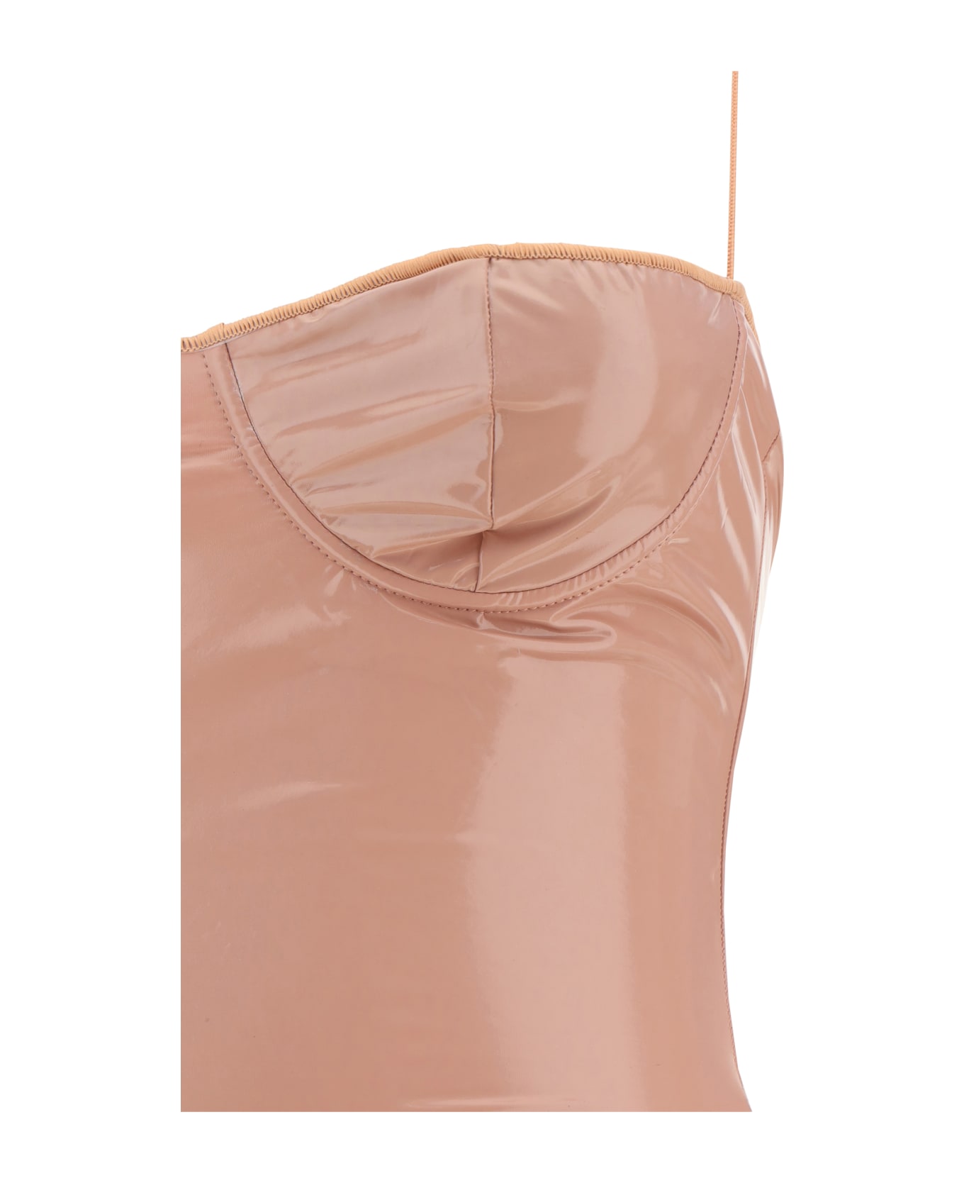 Oseree Latex Balconette Maillot Swimsuit - Rose Tan