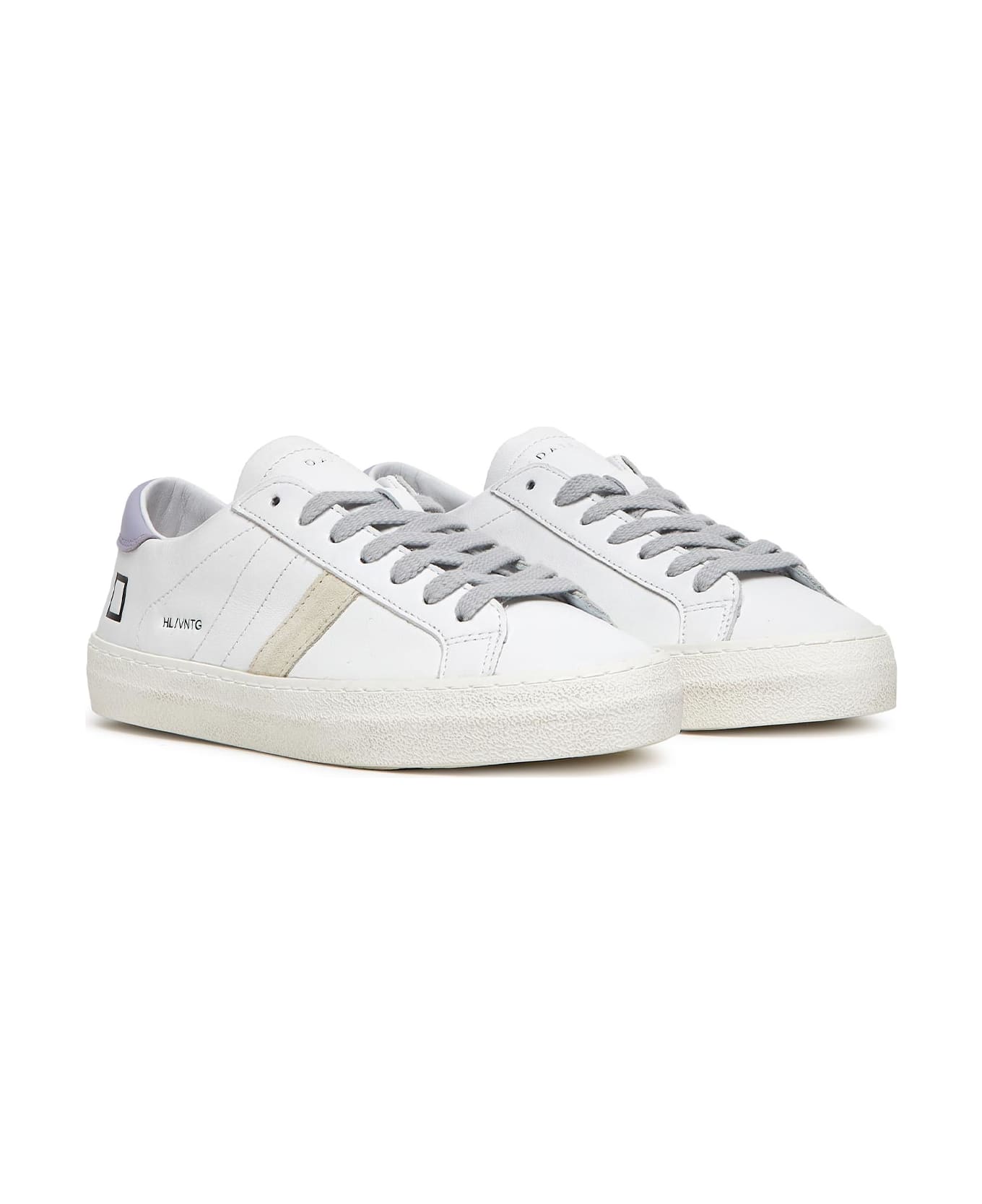 D.A.T.E. Hill Low Vintage Leather Sneaker - WHITE LILAC
