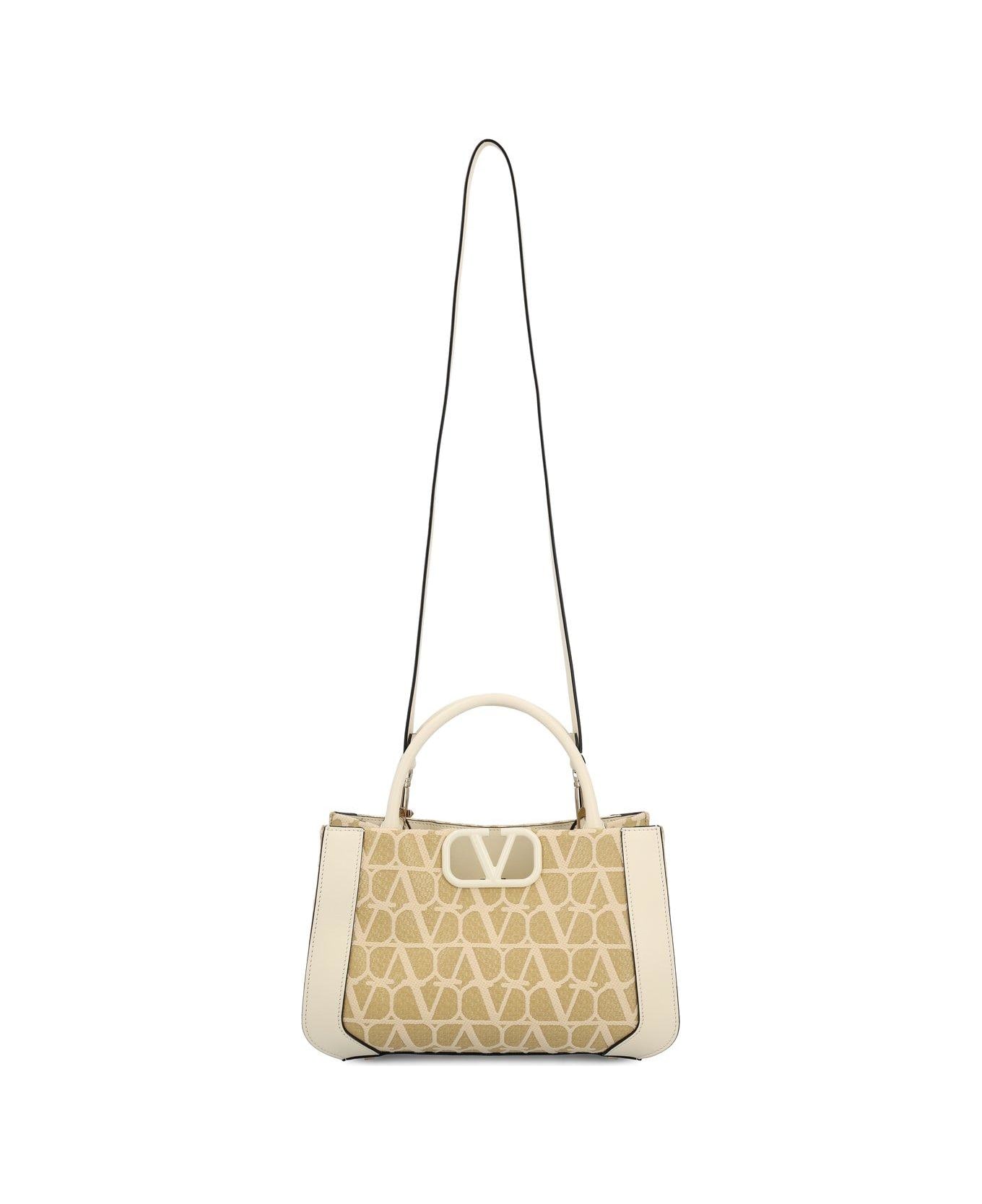 Valentino Garavani Toile Iconographe Small Top Handle Bag - Naturale/ivory