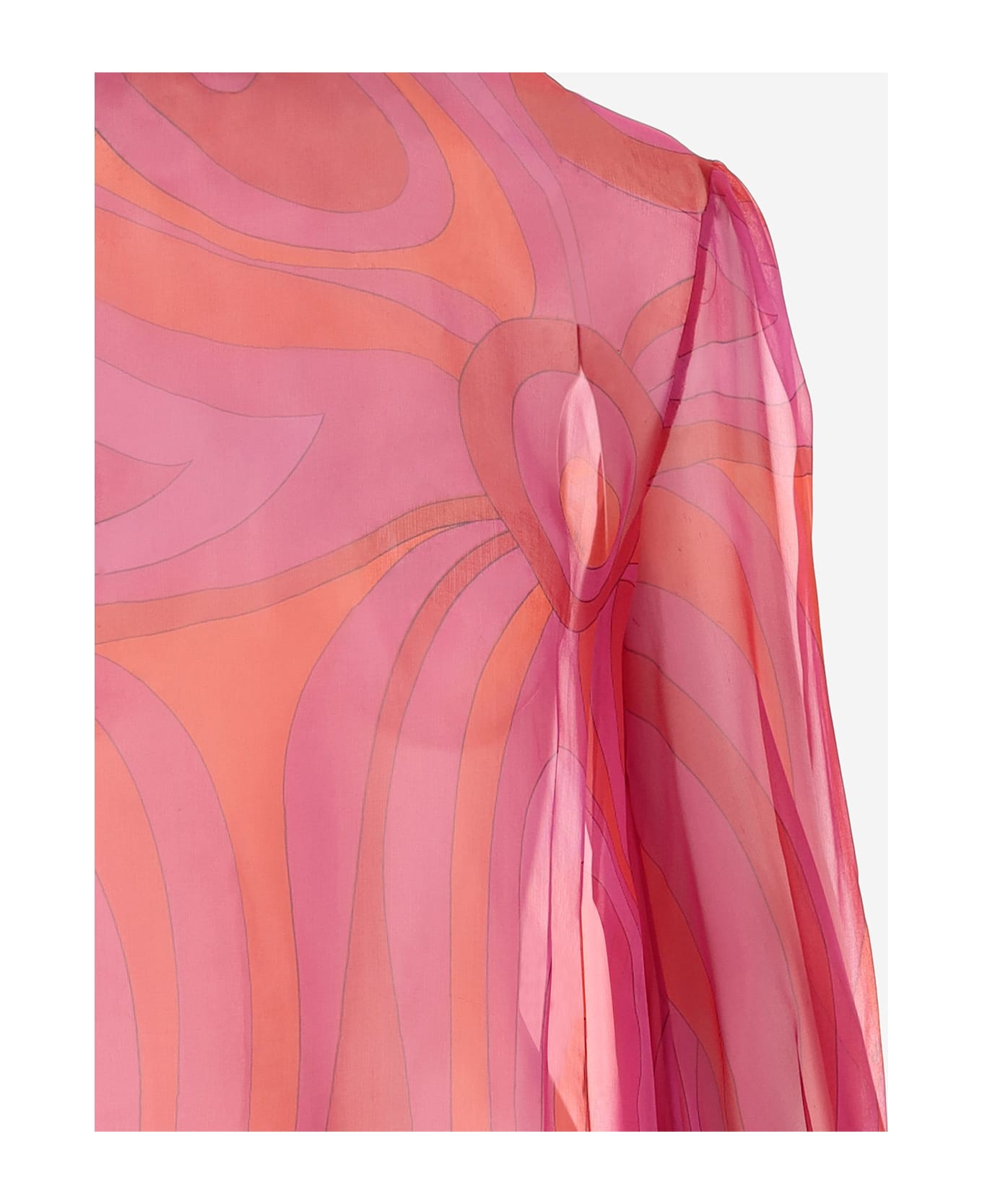 Pucci Silk Chiffon Blouse With Marble Print - Red