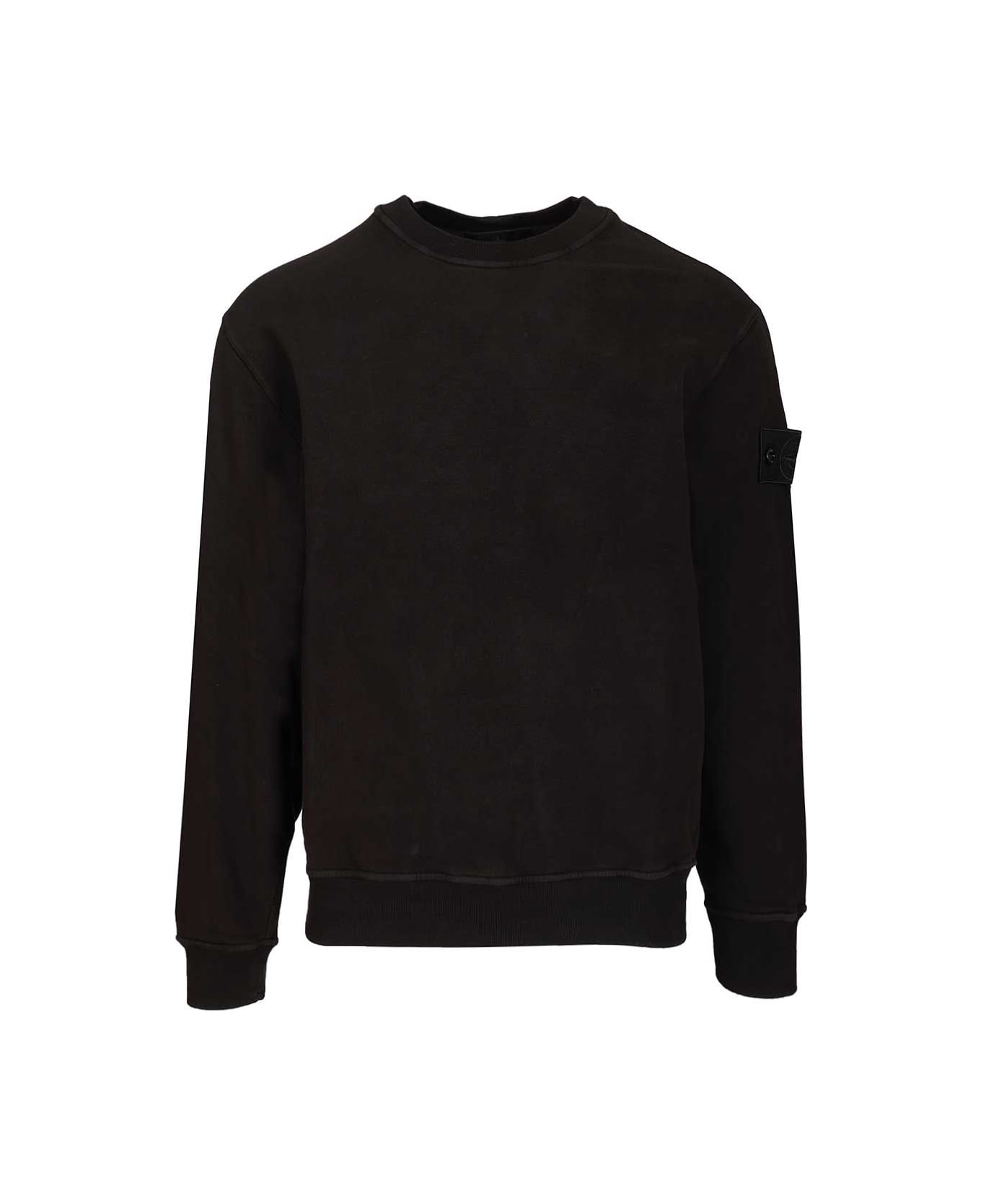 Stone Island Crew Neck Sweatshirt - BLACK