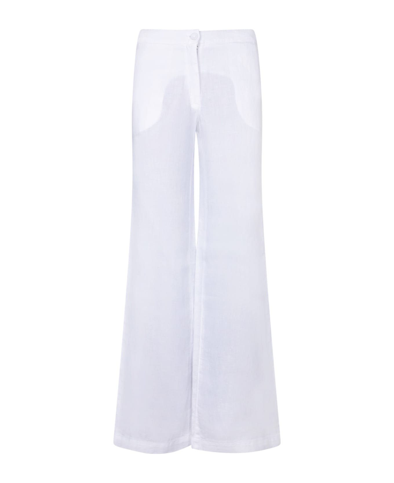 120% Lino White Smoking Trousers - White