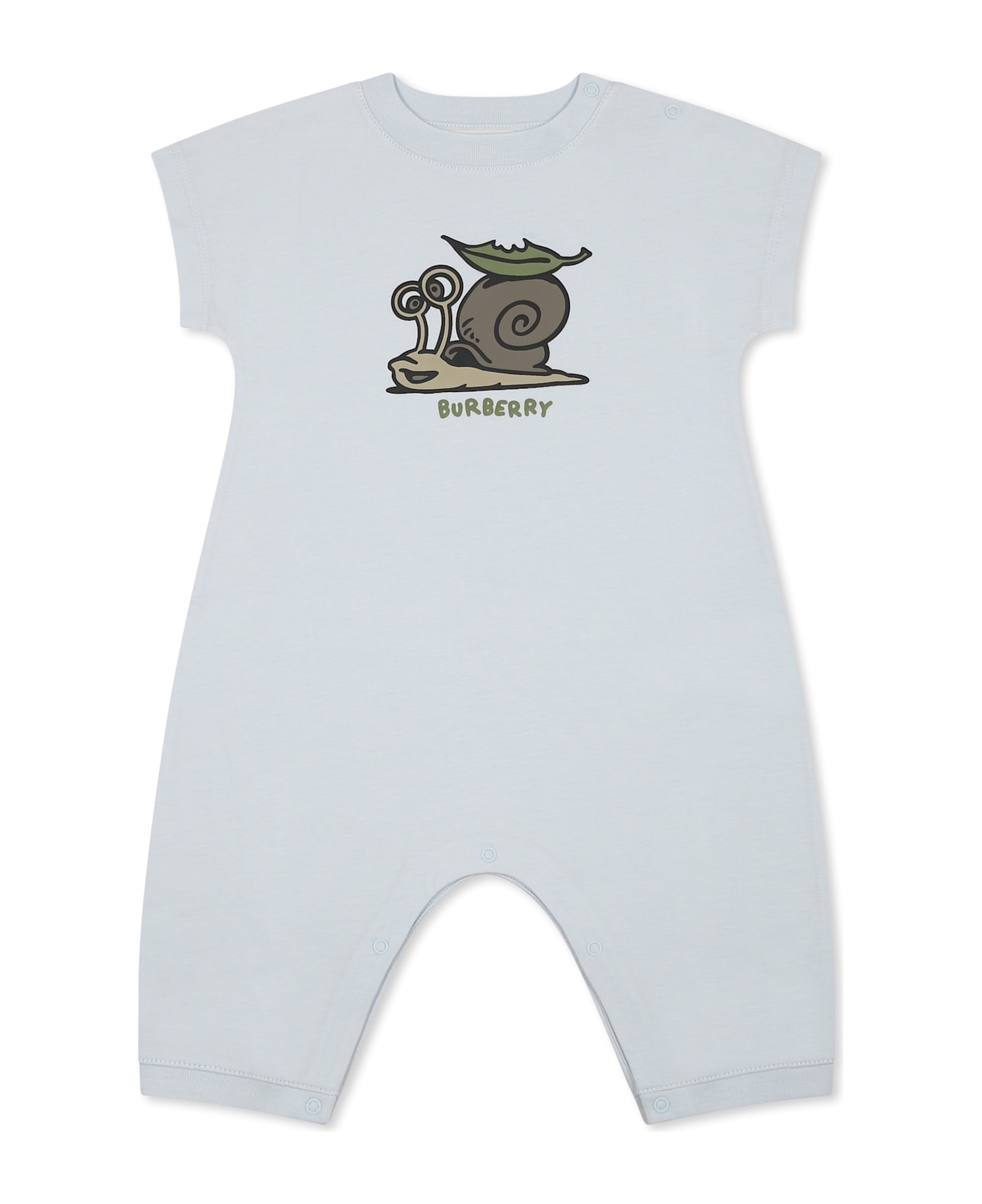 Burberry Light Blue Romper For Baby Boy With Snail - Light Blue