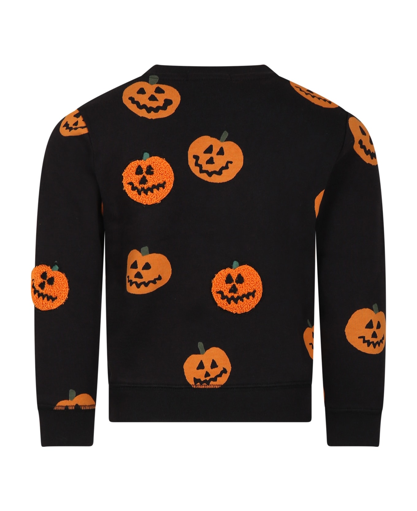 Stella McCartney Kids Black Sweatshirt For Boy With Pumpkins - Black ニットウェア＆スウェットシャツ